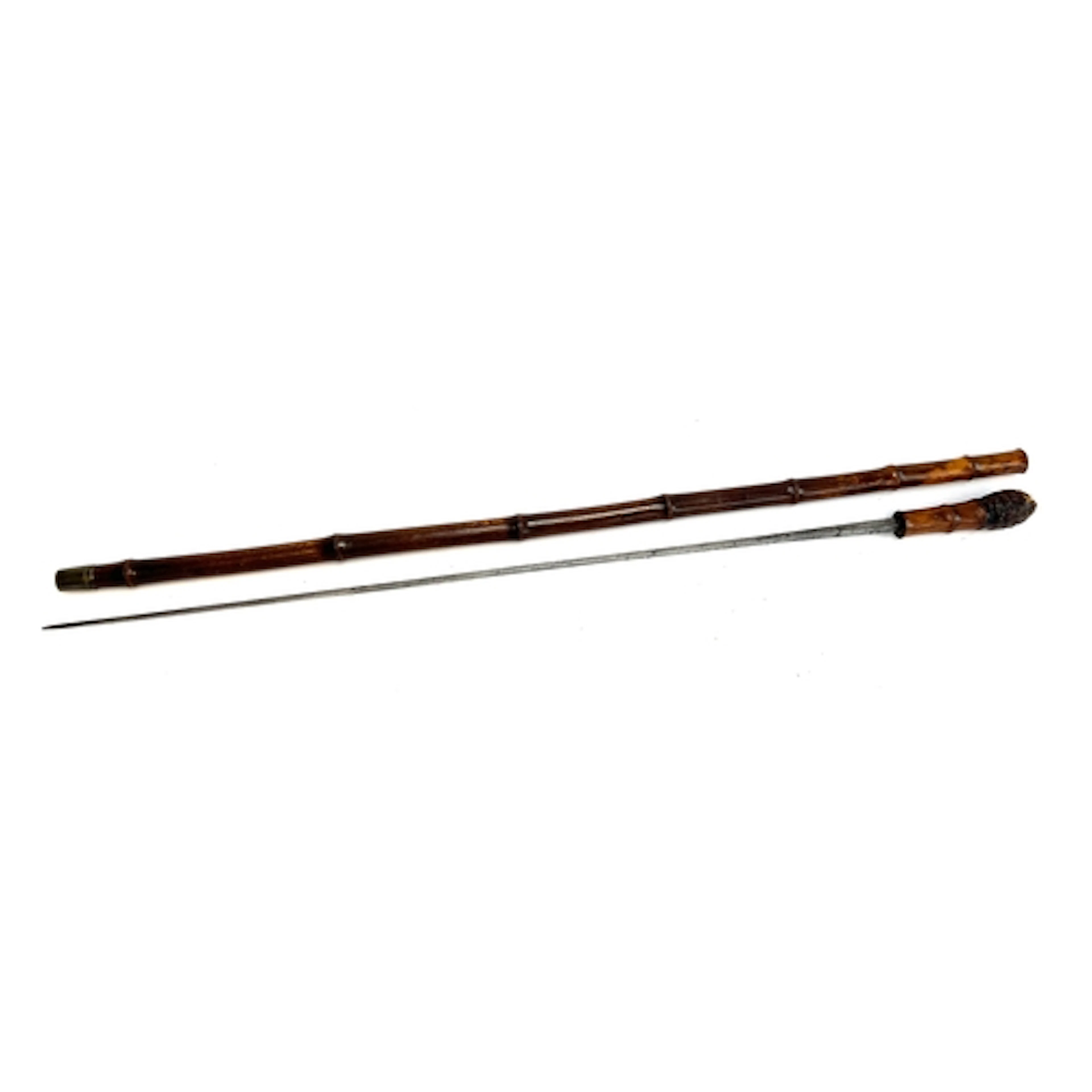 A Victorian bamboo sword stick, the steel blade stamped 'Sol...