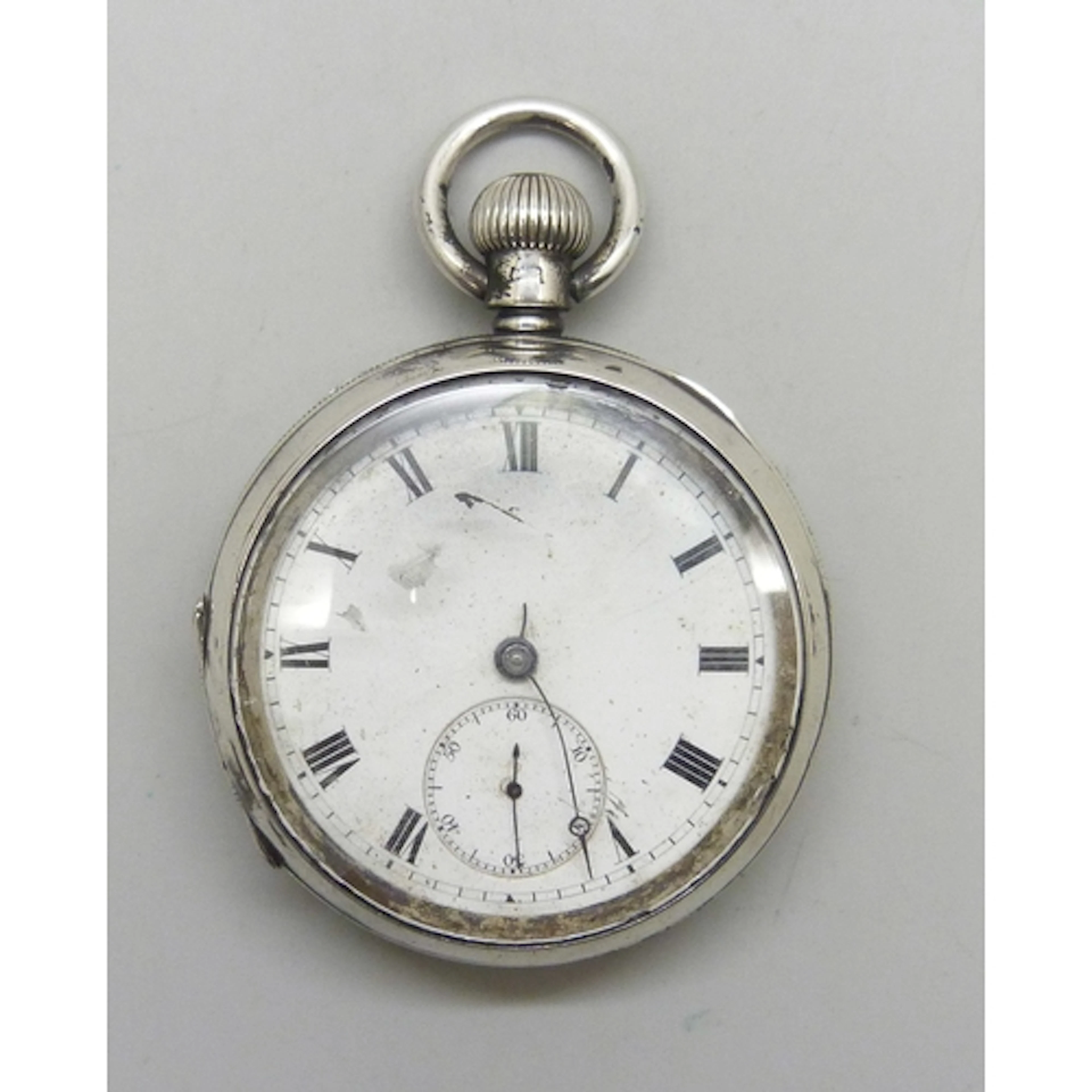 A silver open face pocket watch, the movement signed Hampden...