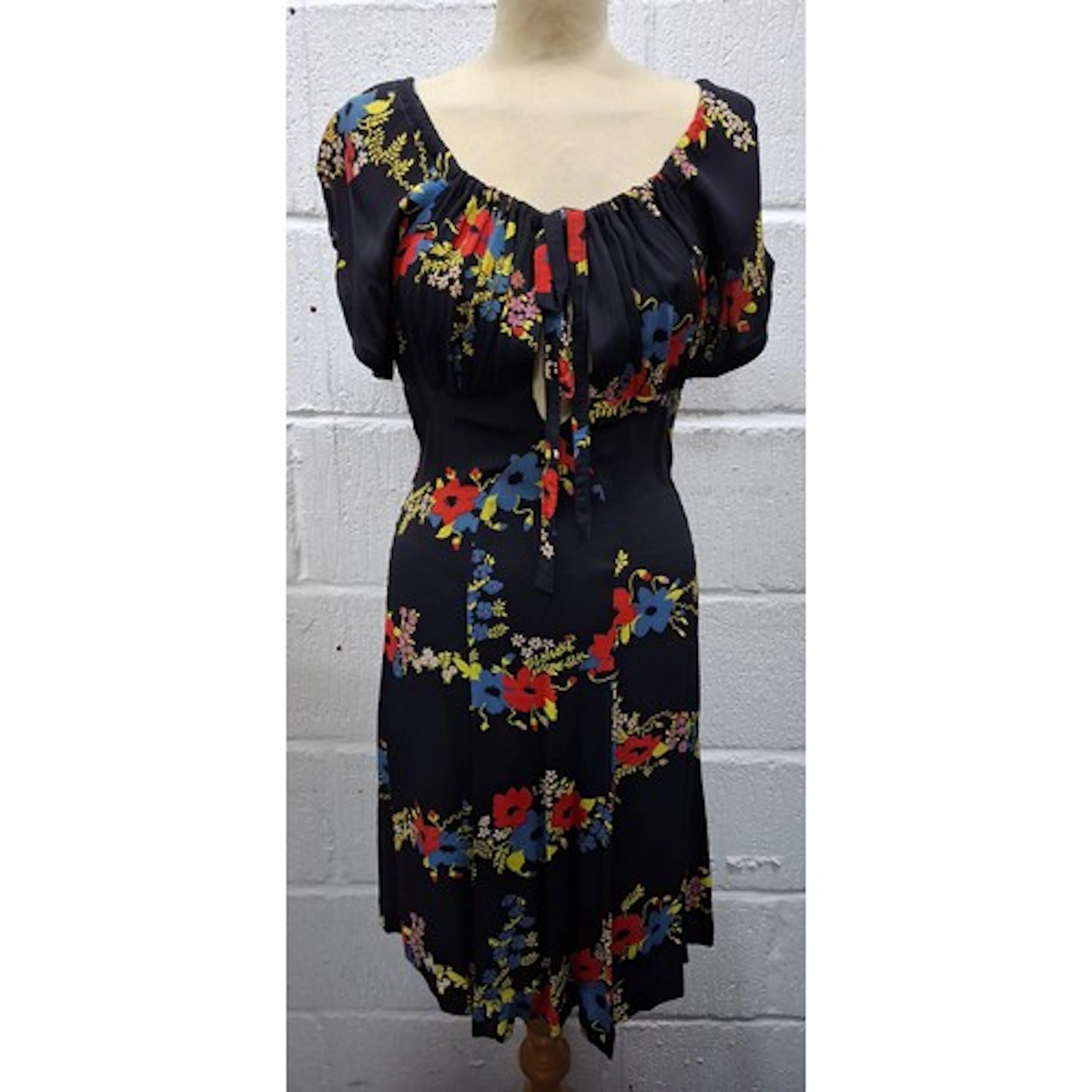 Ossie Clark- A 1970's black knee length Summer dress supplie...