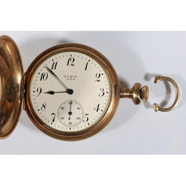 Gold plated keyless Hunter pocket watch by Elgin Watch Co of...