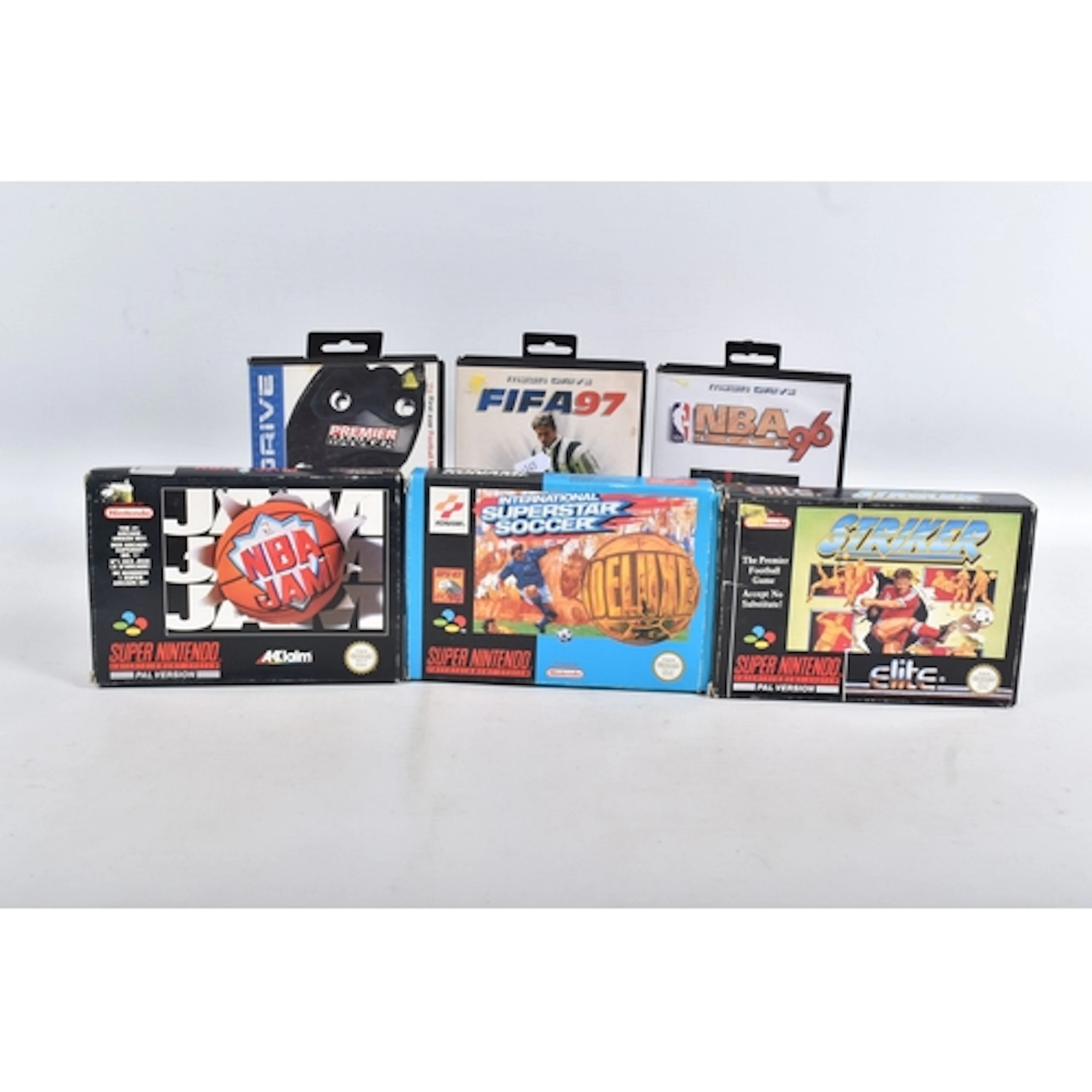 SIX BOXED VINTAGE NINTENDO AND SEGA MEGA DRIVE VIDEO GAMES, ...