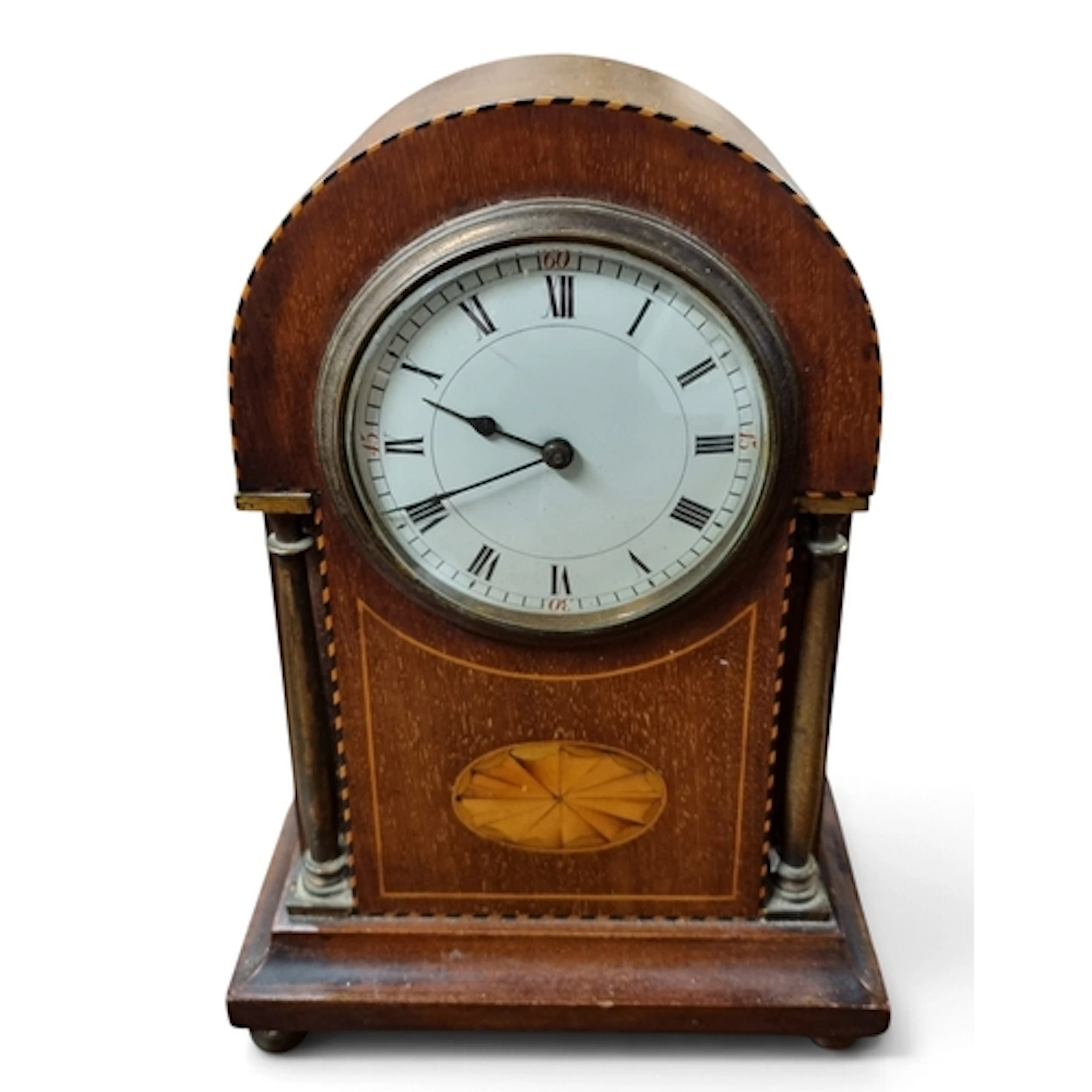A late 19th Century Mahogany and Inlaid Mantel Clock. W 14 x...