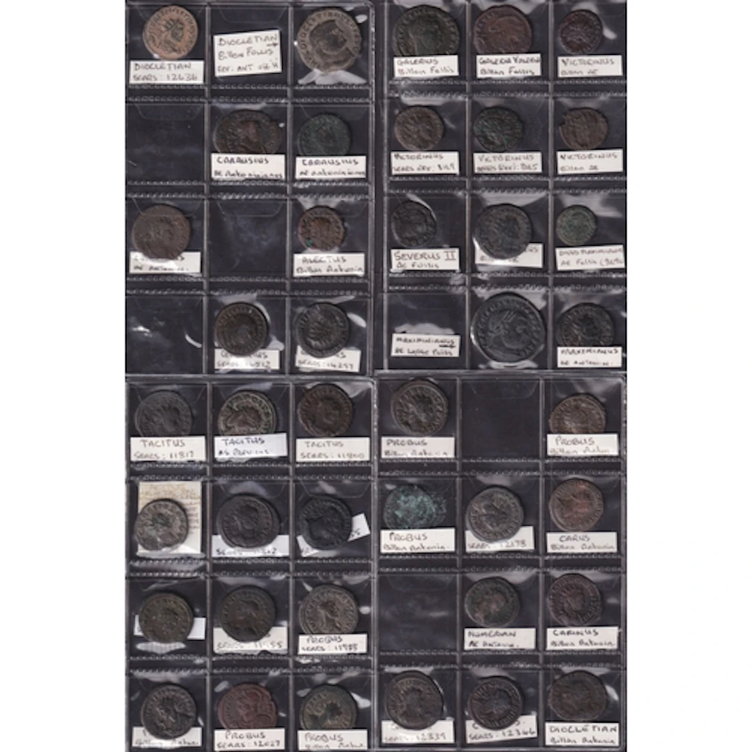 A group of 53 Roman billon and bronze coins, including Quint...