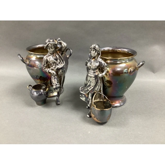 WMF; Pair of Plated Inverted Baluster Twin Handled Vases, ea...