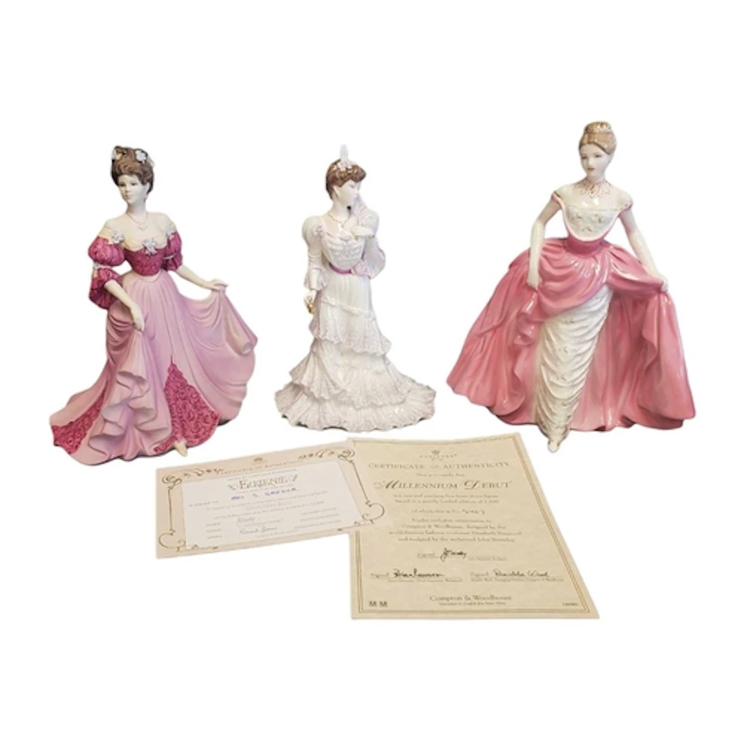 Three 20th century Coalport bone china and porcelain figures...
