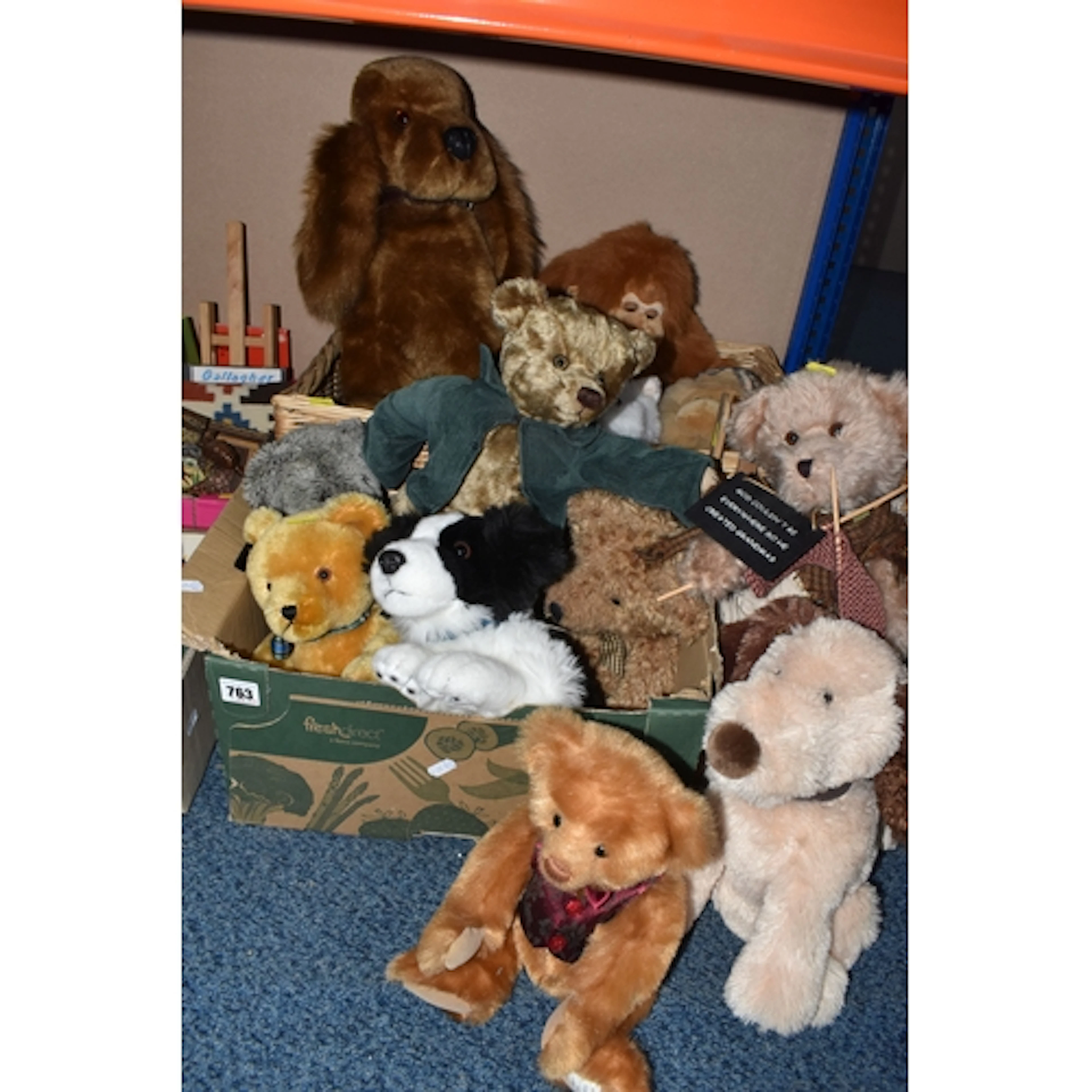 TWO BOXES AND LOOSE TEDDIES AND PLUSH TOYS to include a Herm...