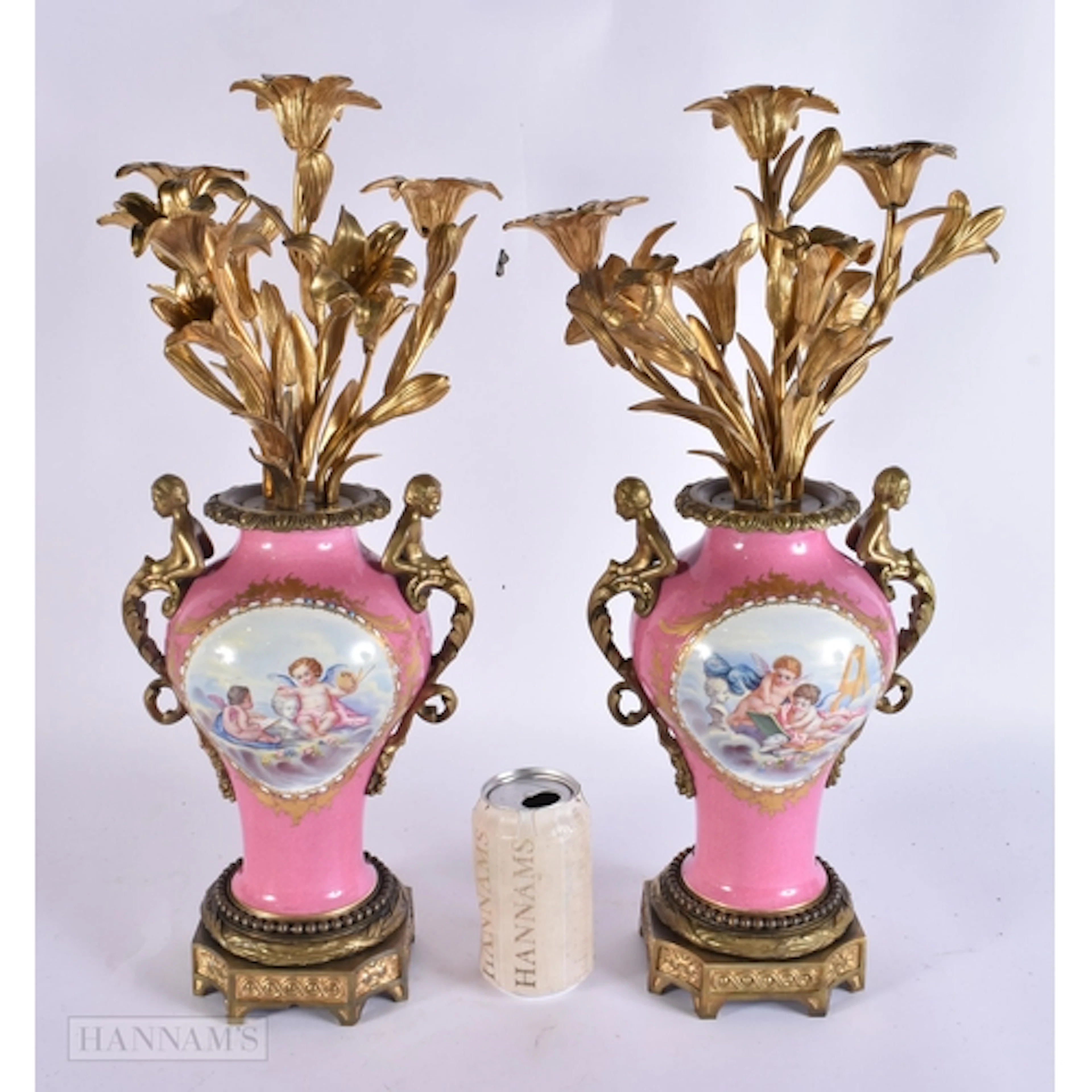 AN UNUSUAL PAIR OF 19TH CENTURY FRENCH SEVRES PORCELAIN ORMO...