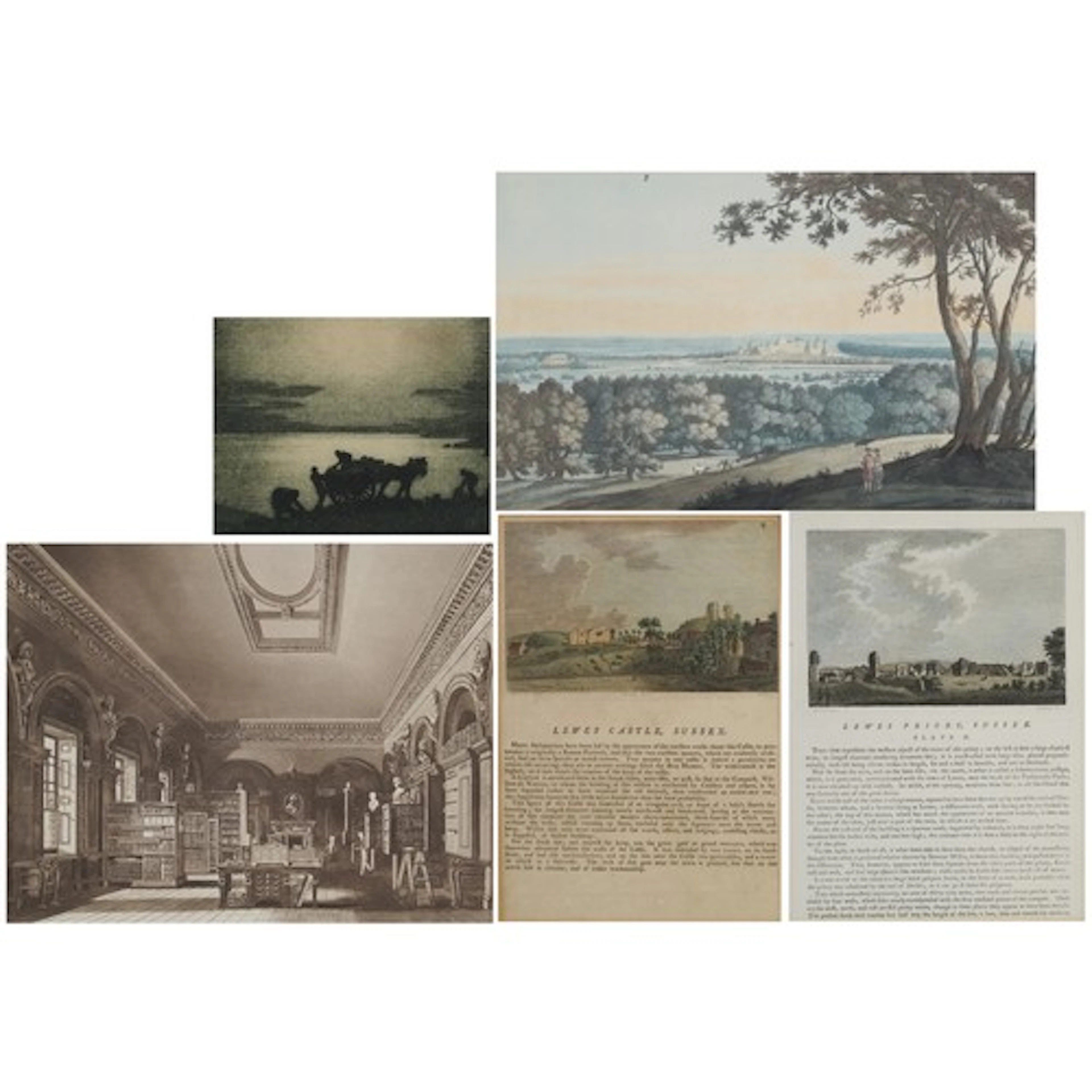 Five antique and later engravings and prints, including Lewe...