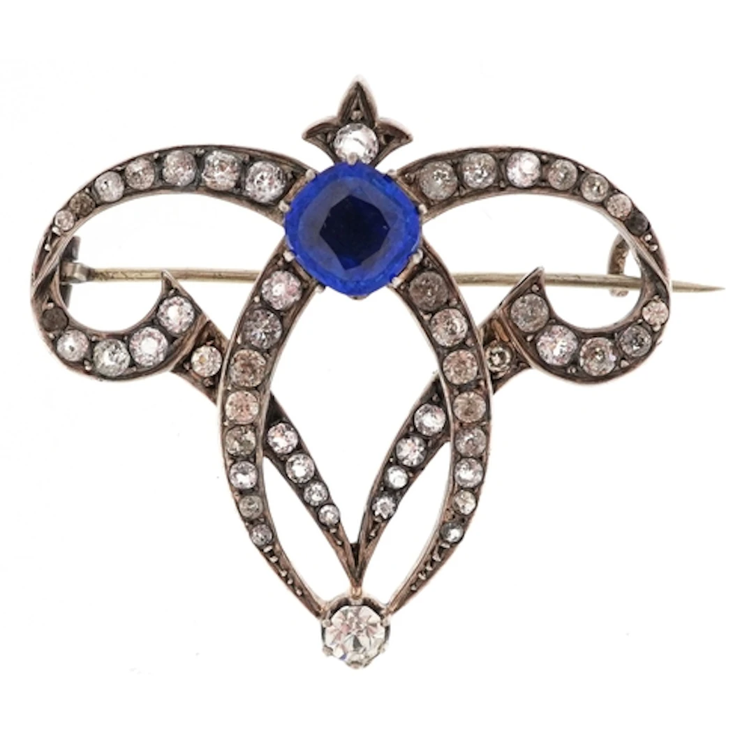 Art Nouveau style continental silver paste brooch, 4.5cm wid...