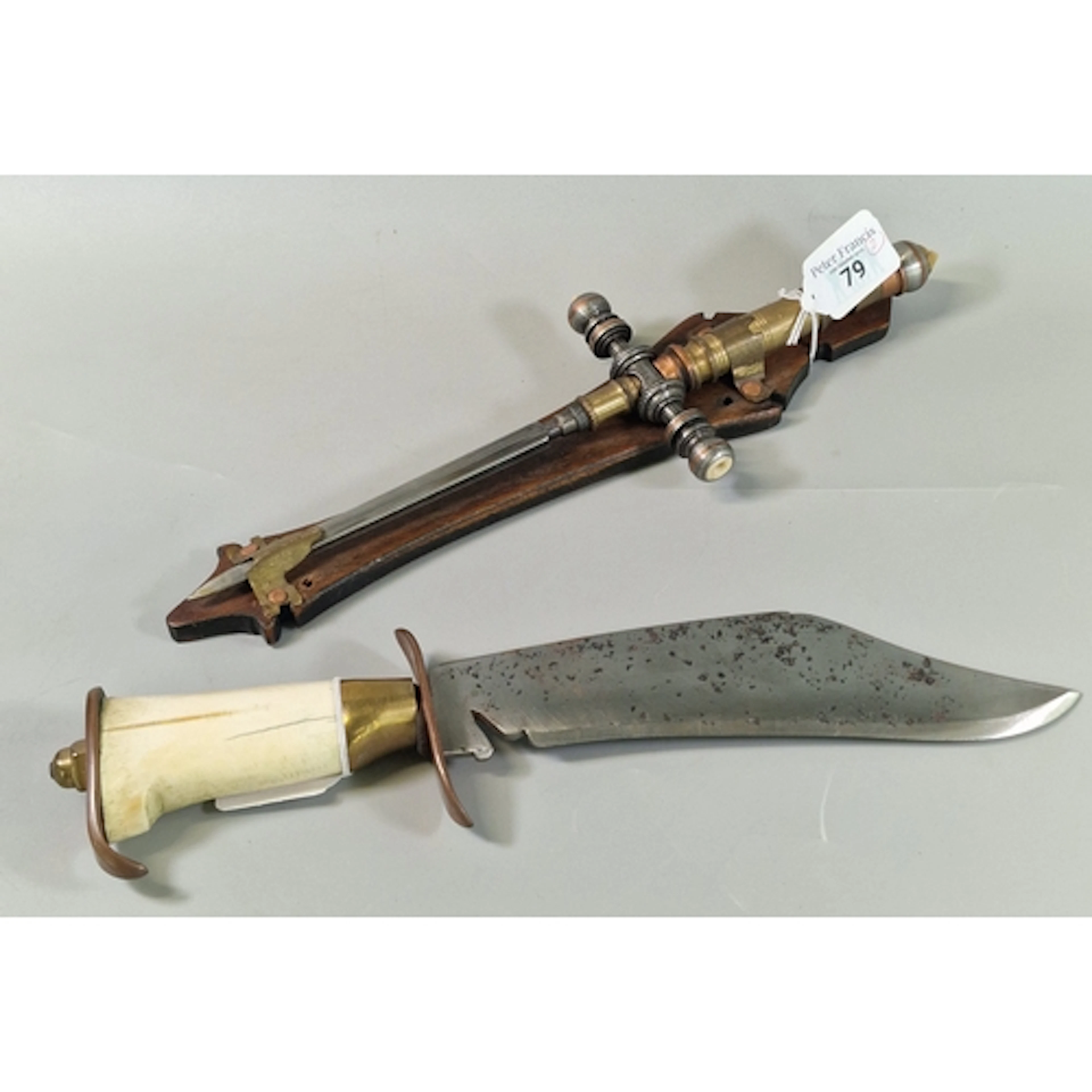 Pair of unique custom-made Steampunk-style daggers, with cop...