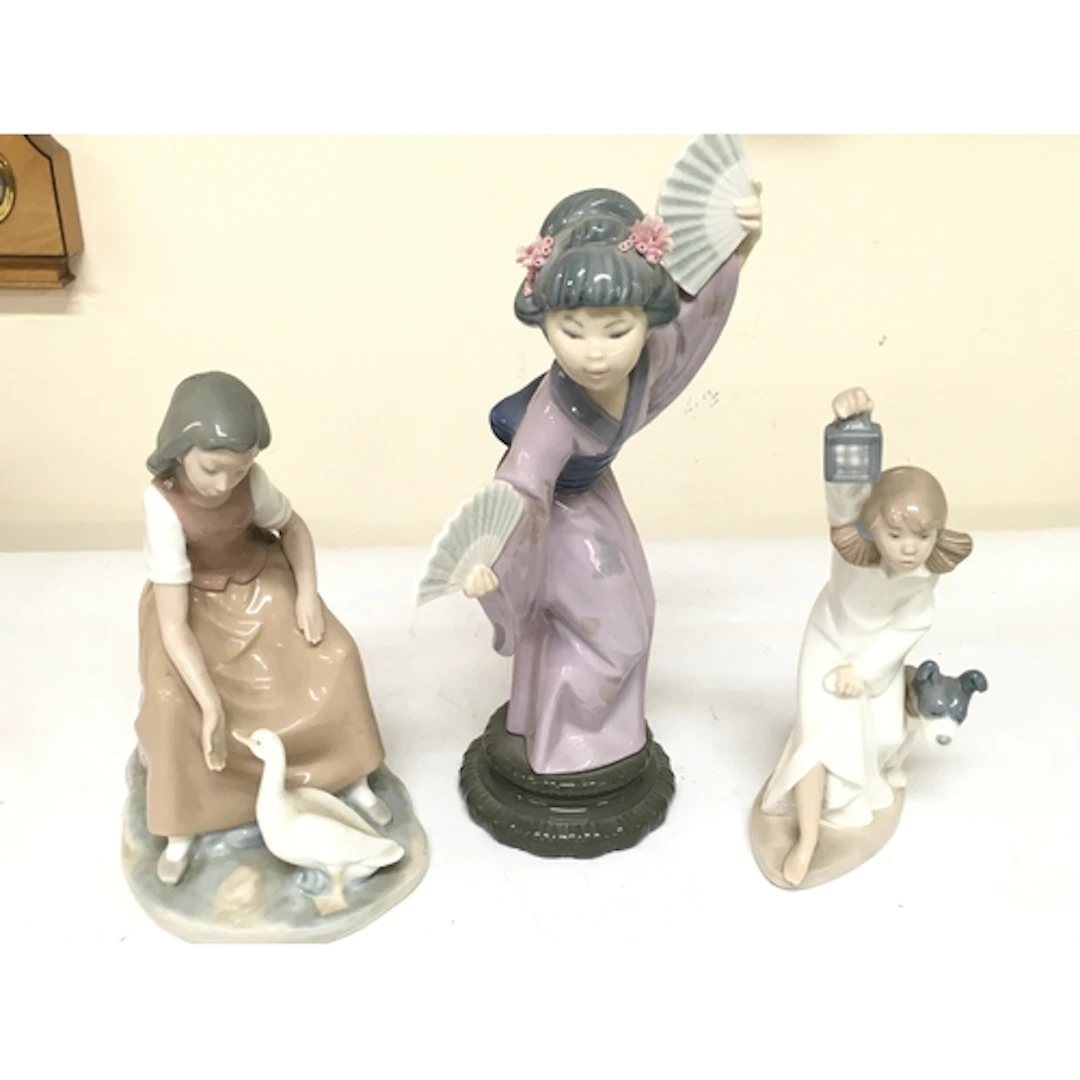 Lladro Madame Butterfly figure, Nao girl with geese and Nao ...