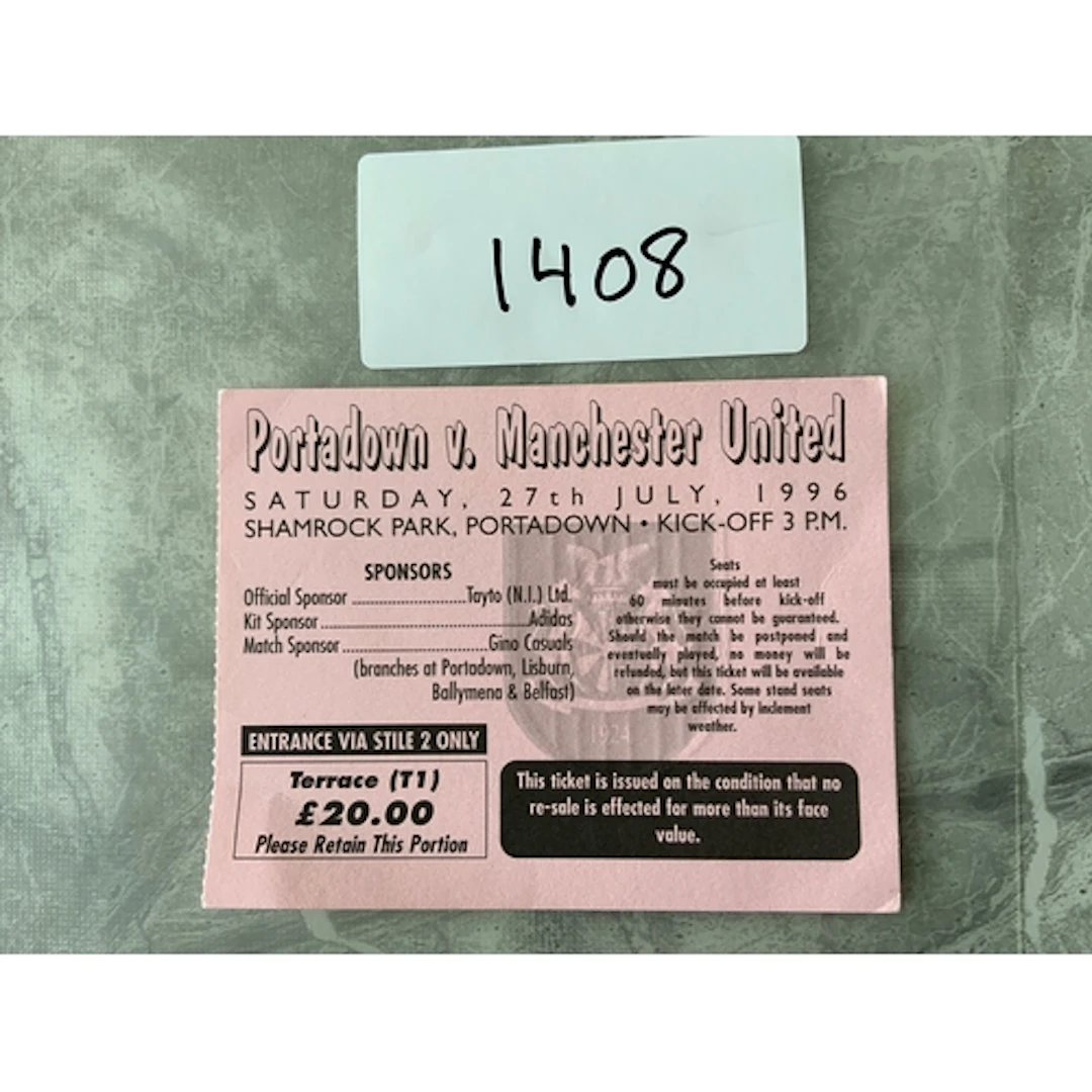 1996 Portadown v Manchester United Football Ticket: Friendly...