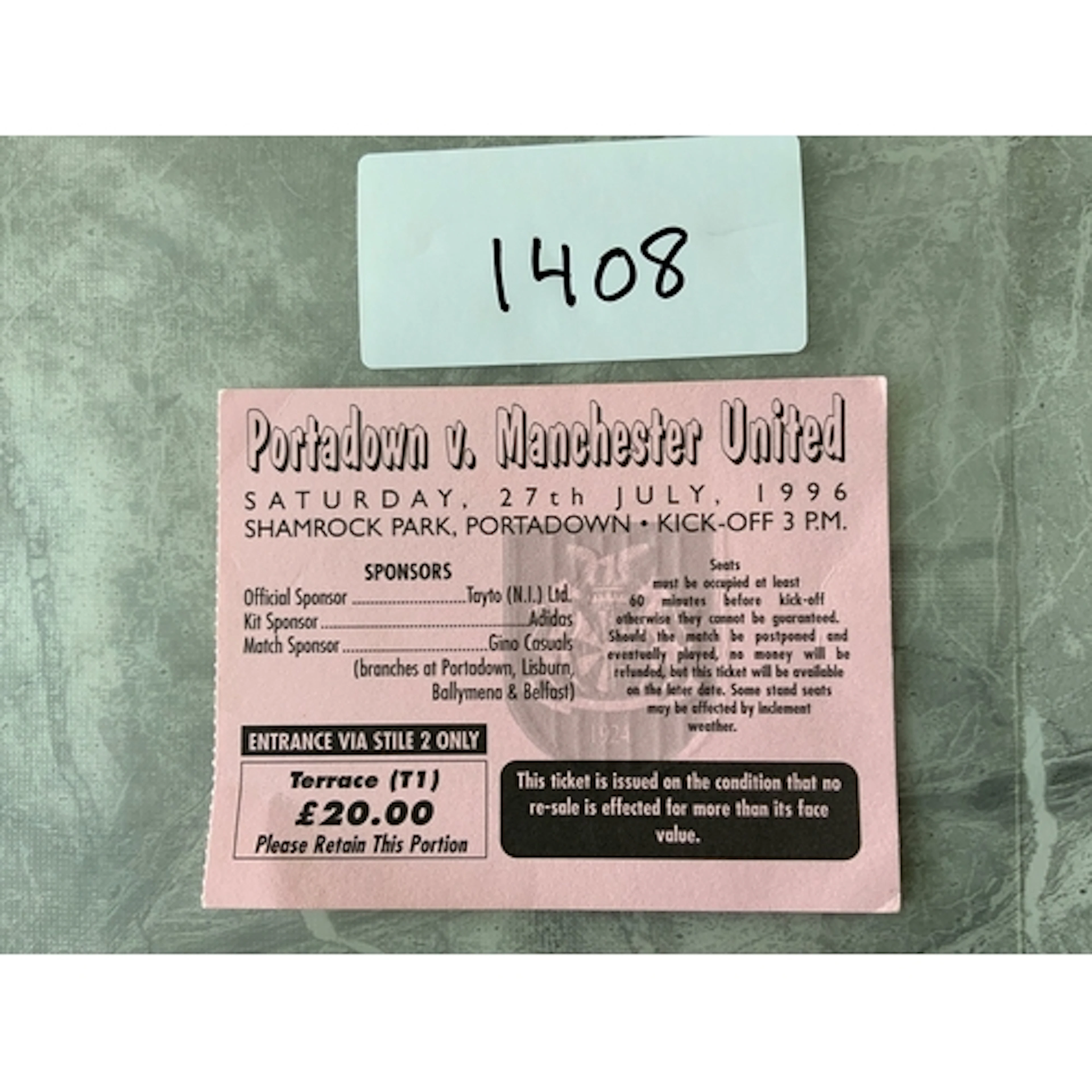 1996 Portadown v Manchester United Football Ticket: Friendly...