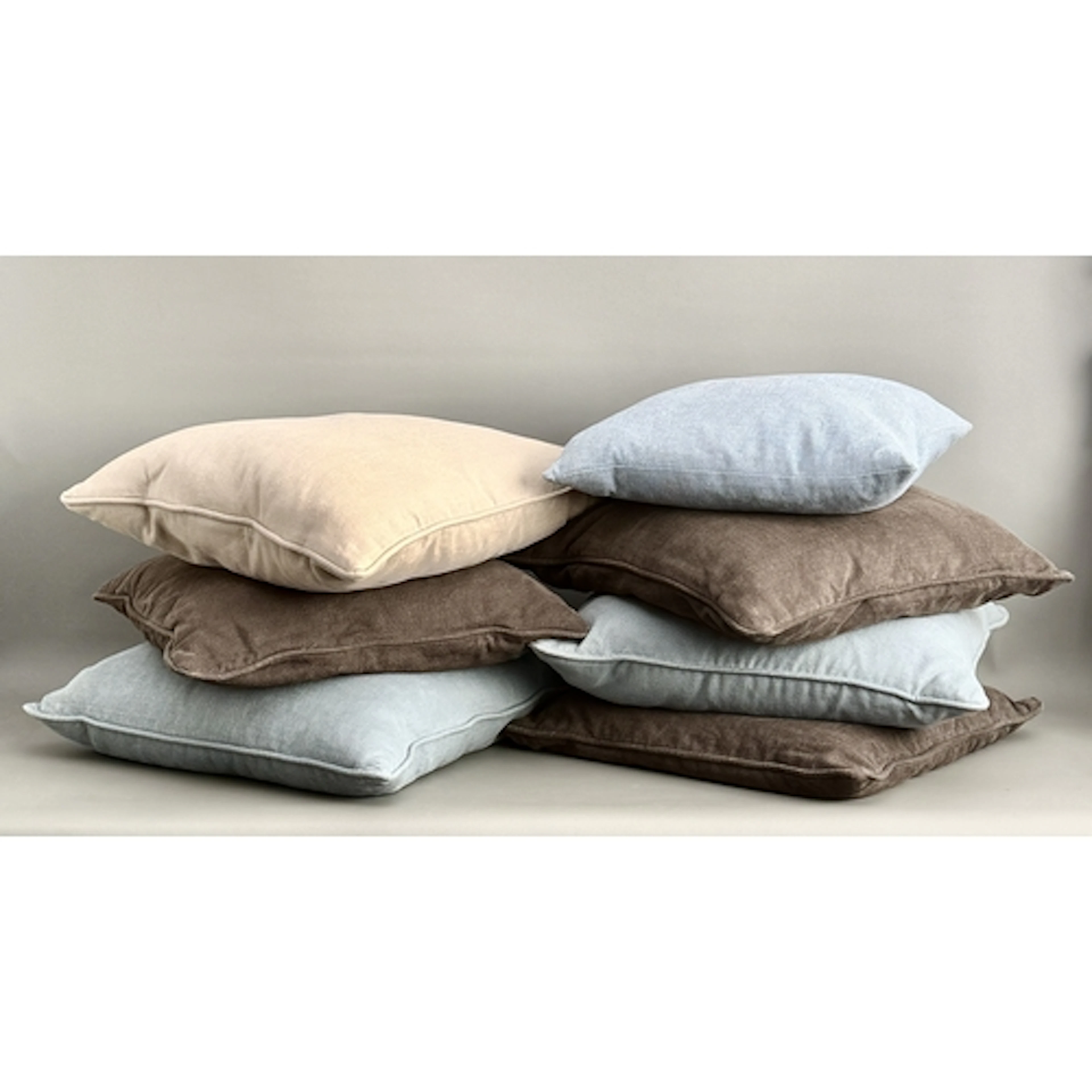 Seven scatter cushions in chenille weave, three chocolate br...