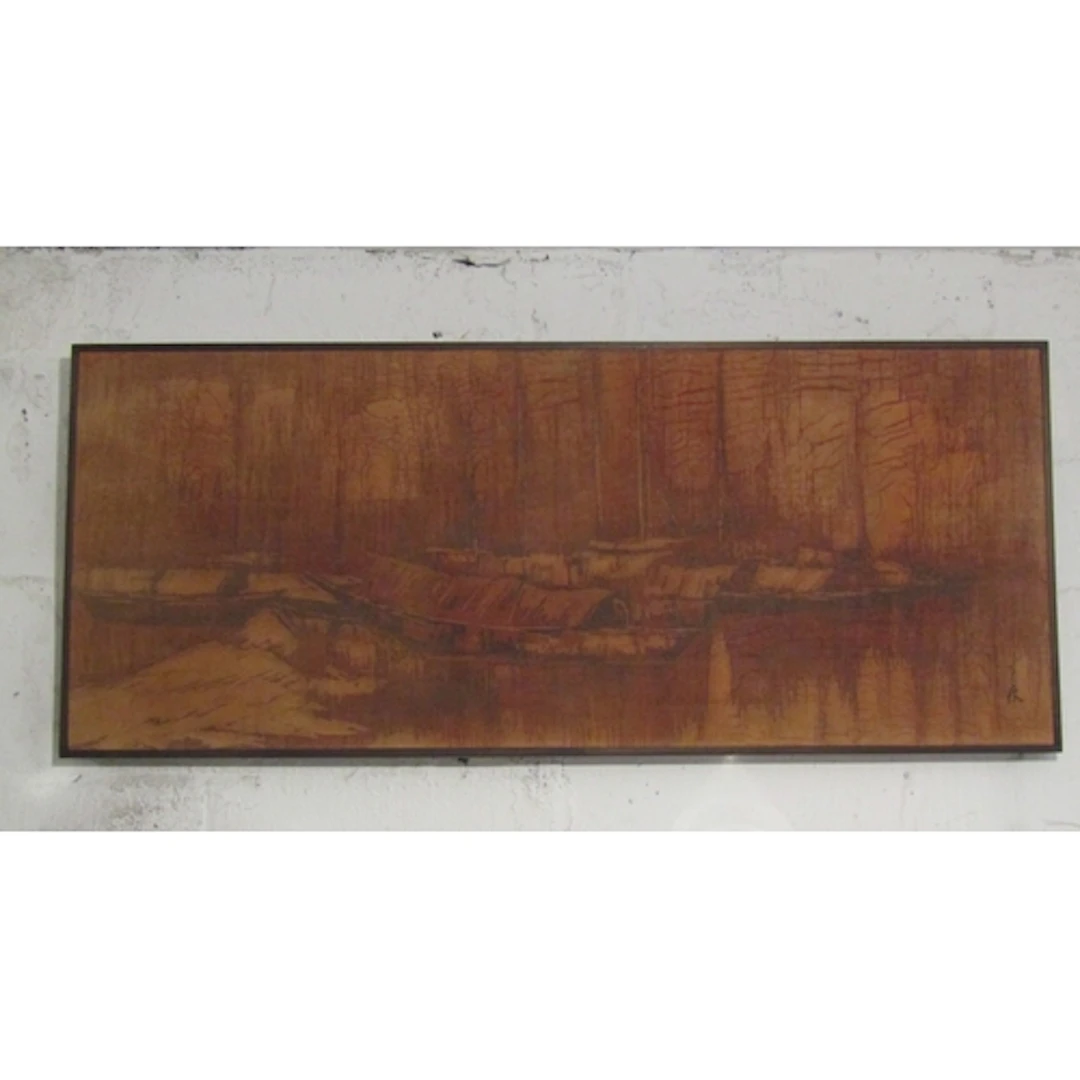 South Eastern School Boats by Harbour Oil on Linen Approxima...