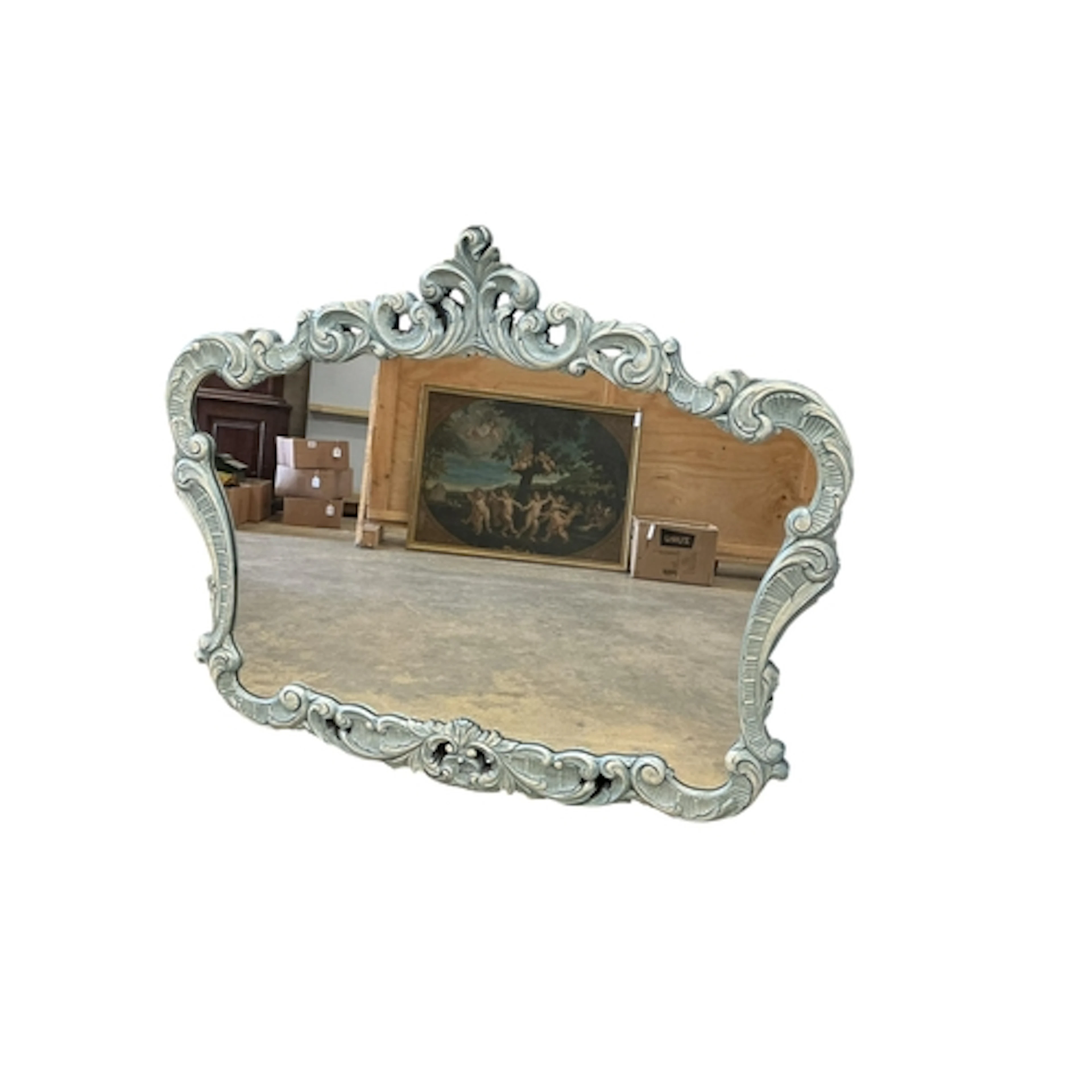 A Victorian style painted overmantel mirror, width 117cm, he...