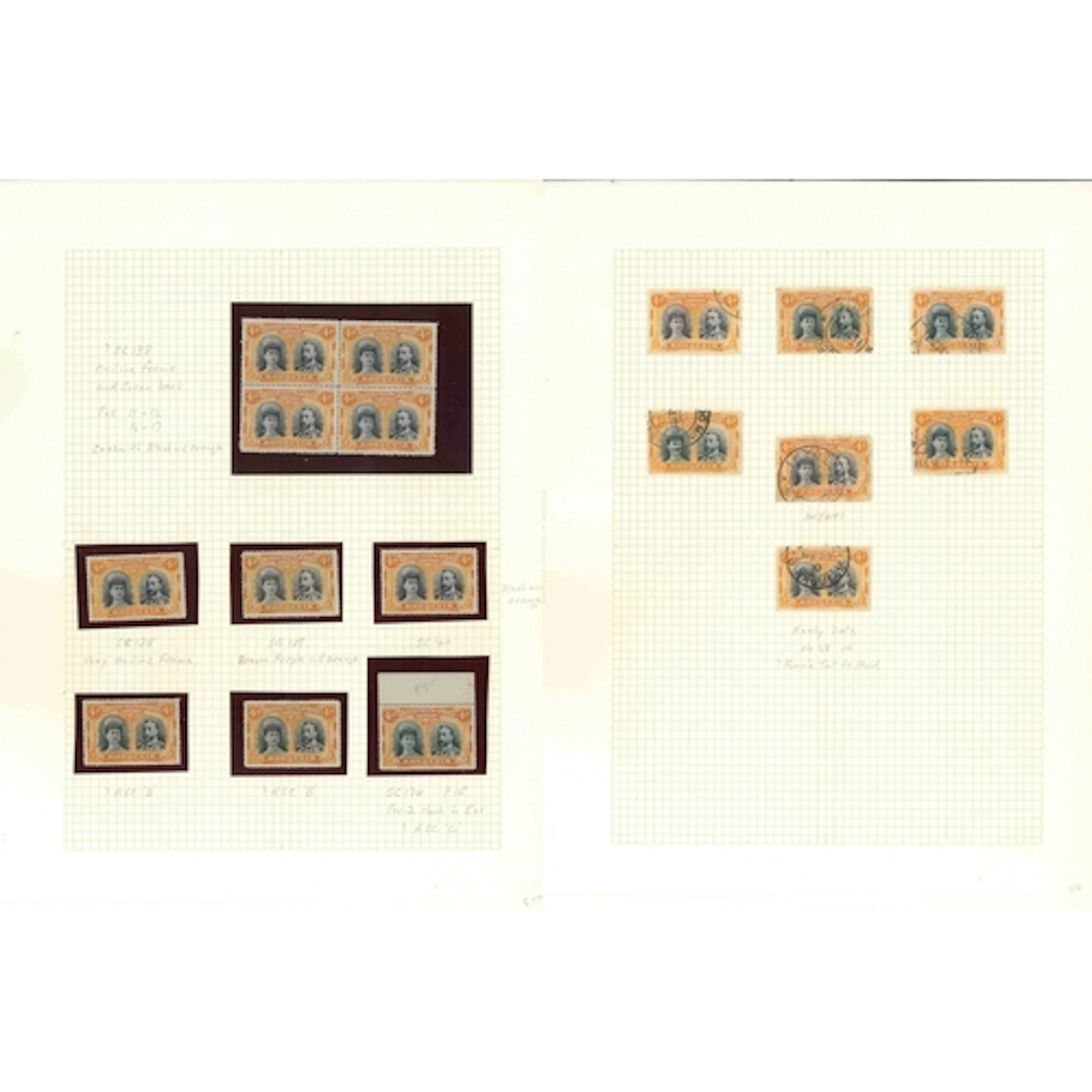 Rhodesia. Double Heads. 1910-13 4d range, various shades and...