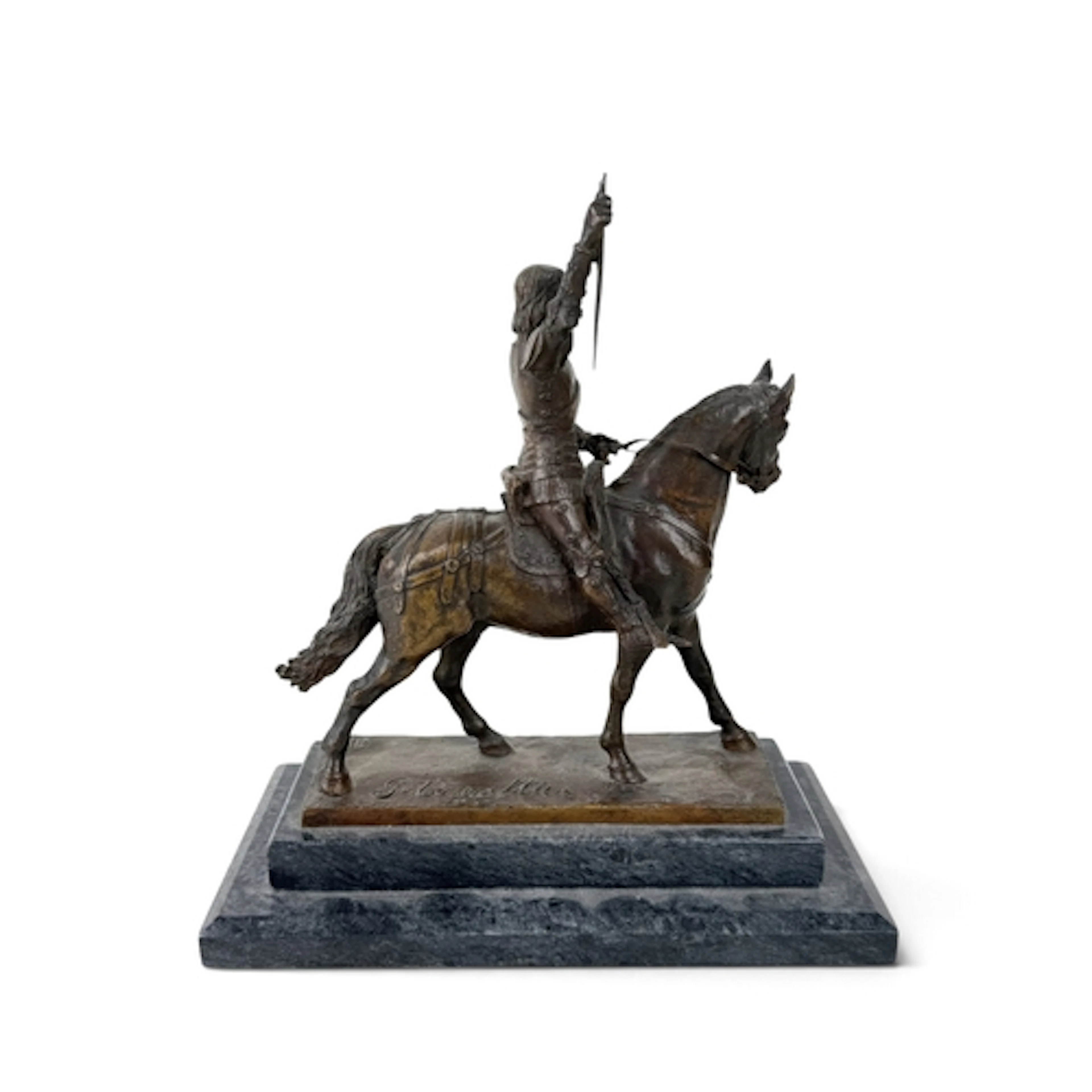 JOAN OF ARC ON HORSEBACK, BRONZE, FRENCH, SECOND HALF 20TH C...