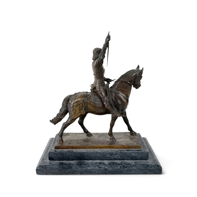JOAN OF ARC ON HORSEBACK, BRONZE, FRENCH, SECOND HALF 20TH C...