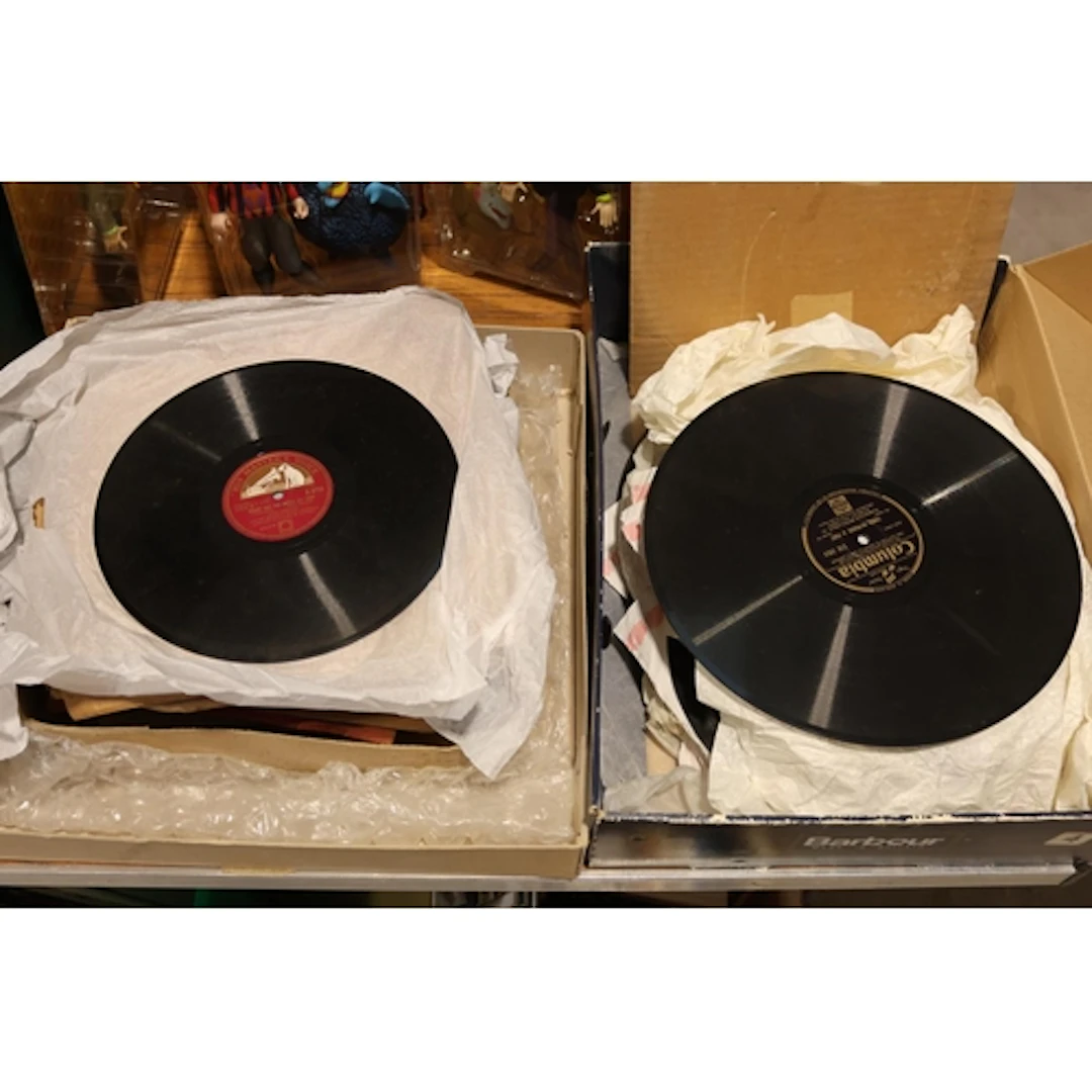 Two boxes of 78's vintage records.