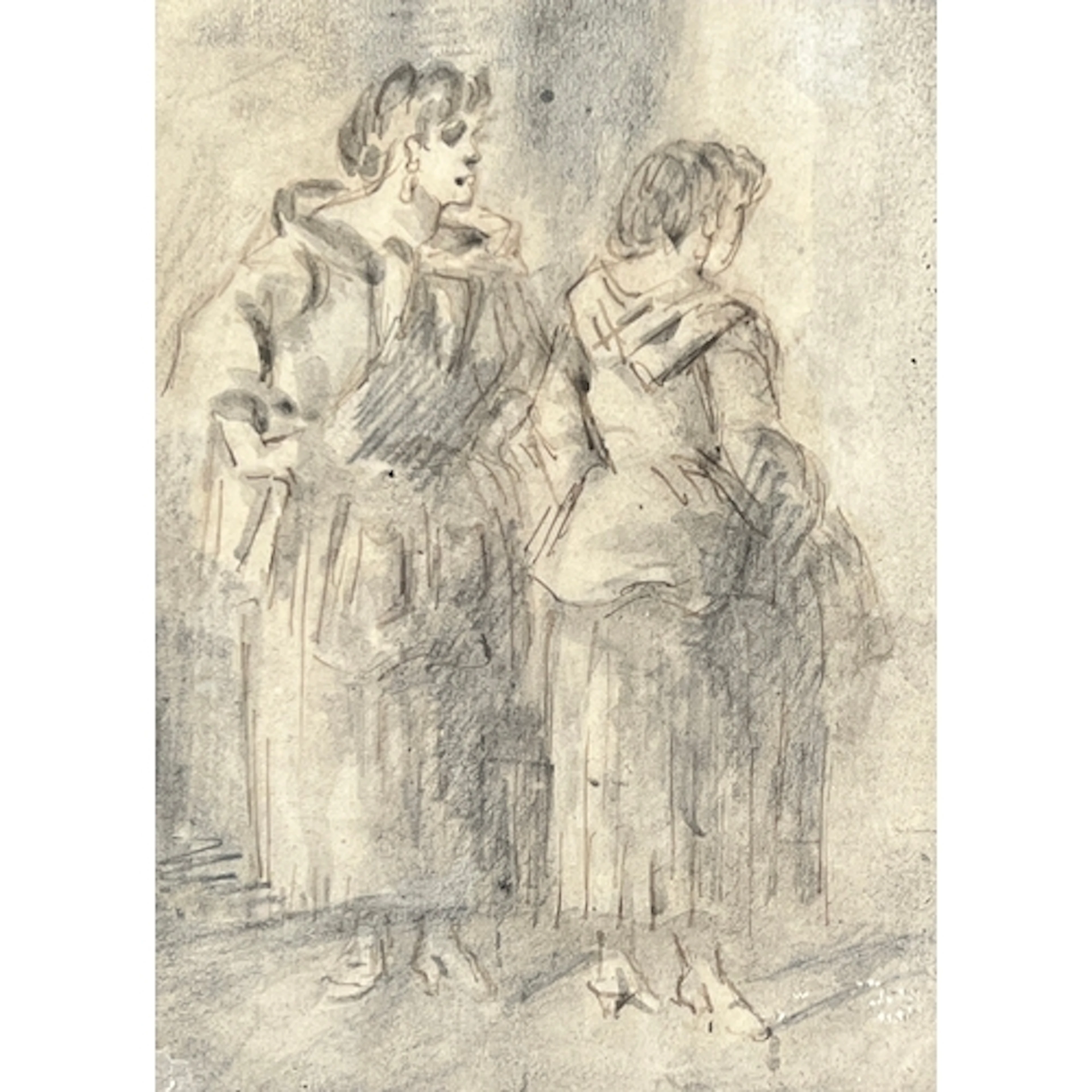 Constantin Guys (French 1802-1892), study of two ladies, pen...