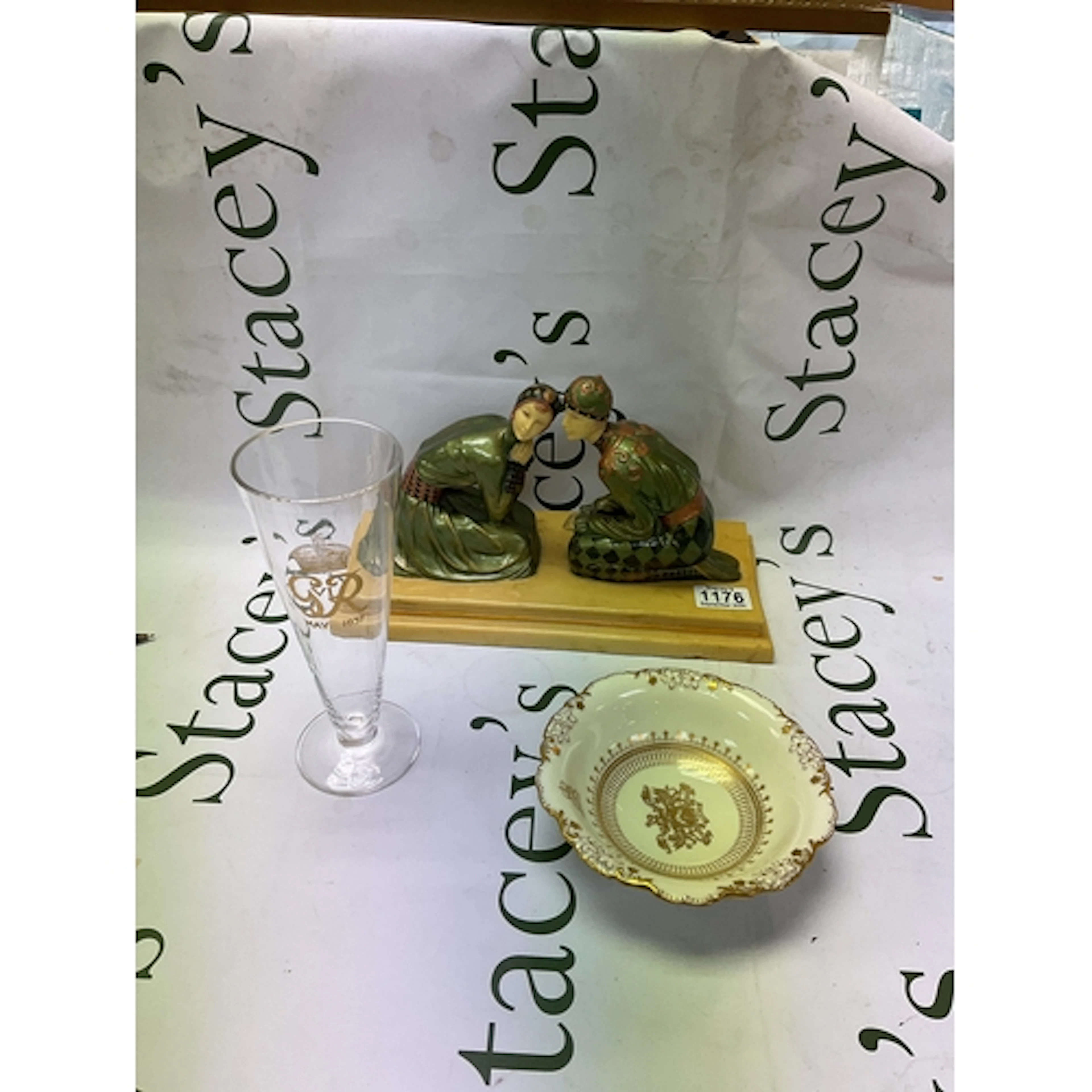 Royal ephemera a GVIR glass, an EIIR gilt bowl by Spode and ...