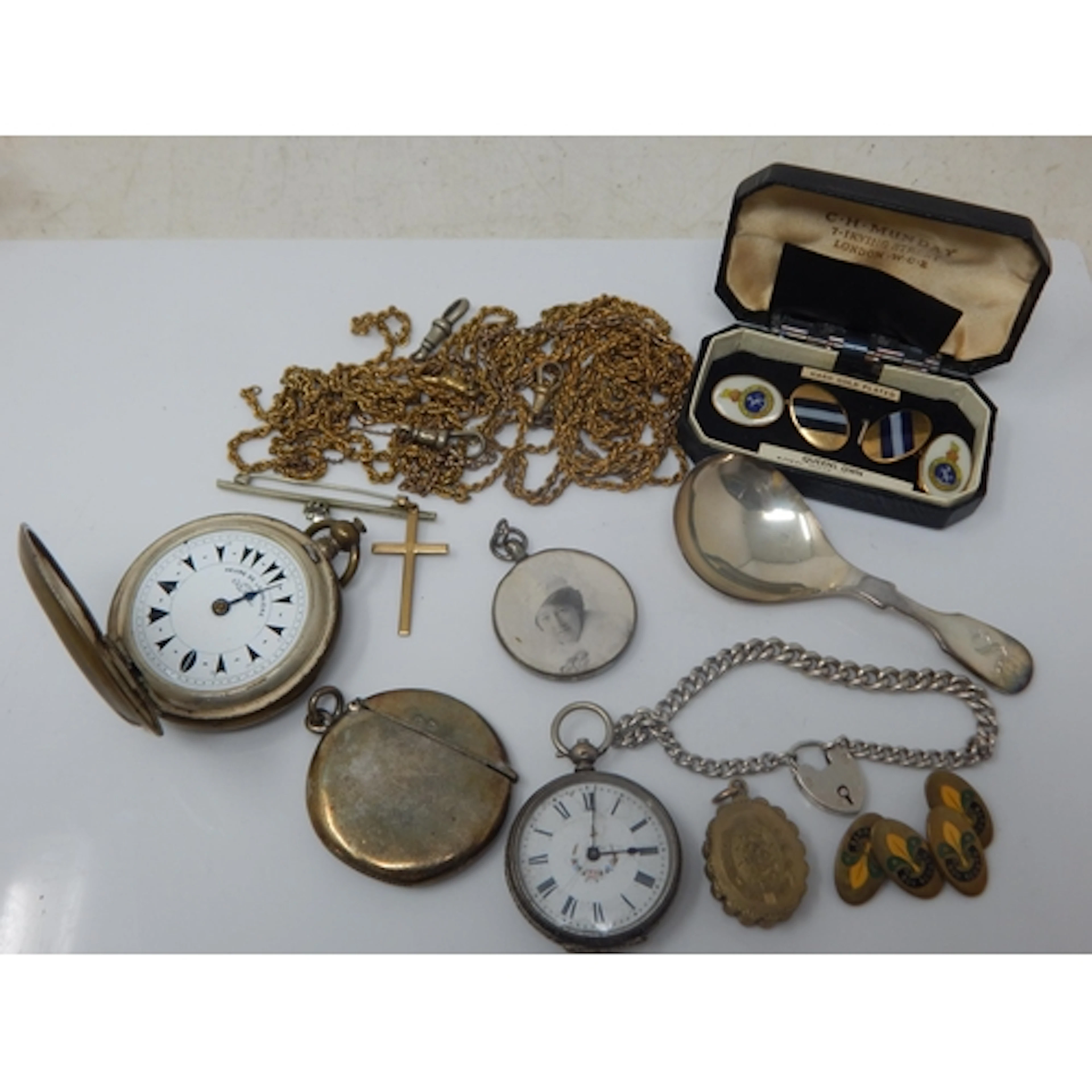 A Group of Items including a Hallmarked Silver Vesta Case, S...