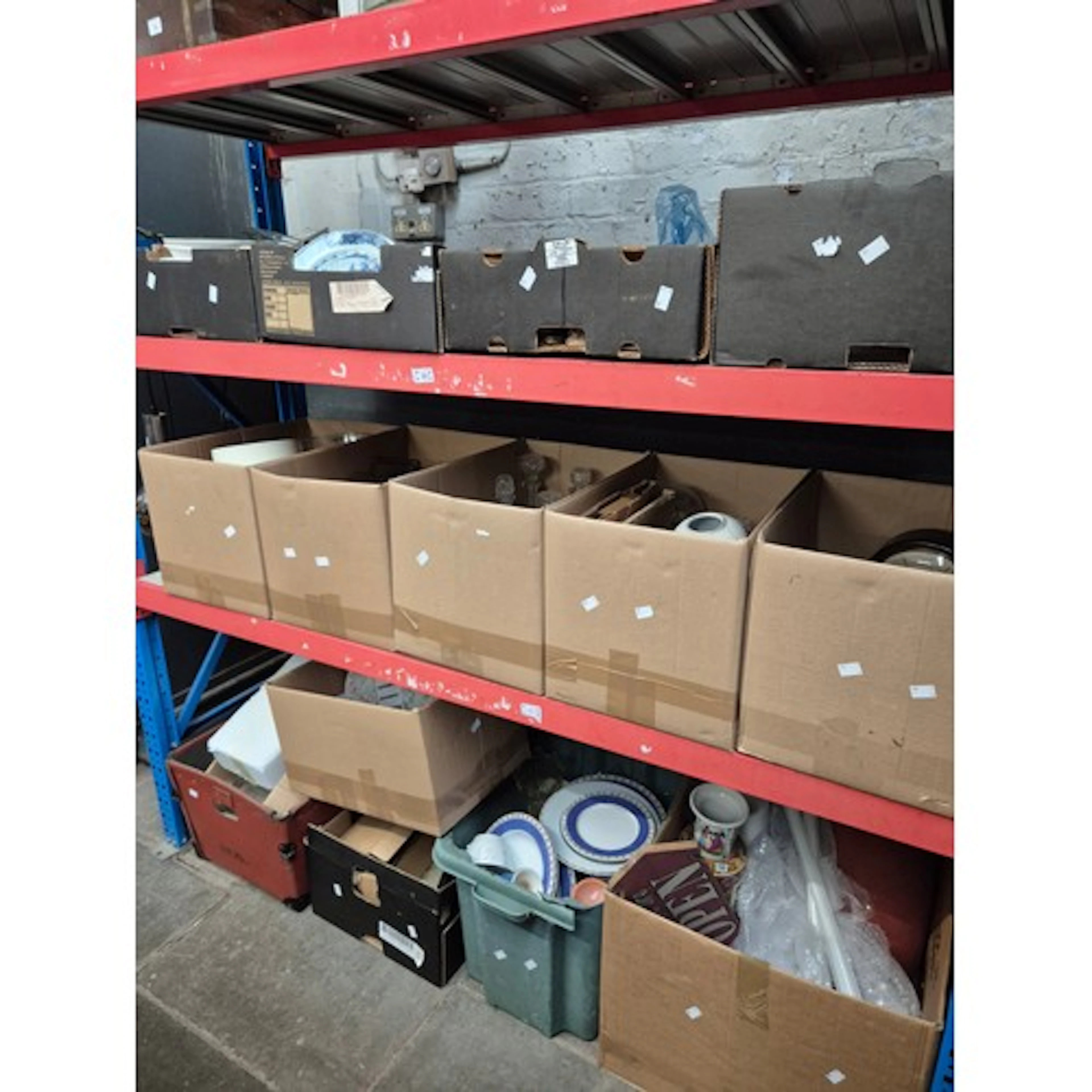 14 boxes of mixed items including glass ware, pottery, figur...