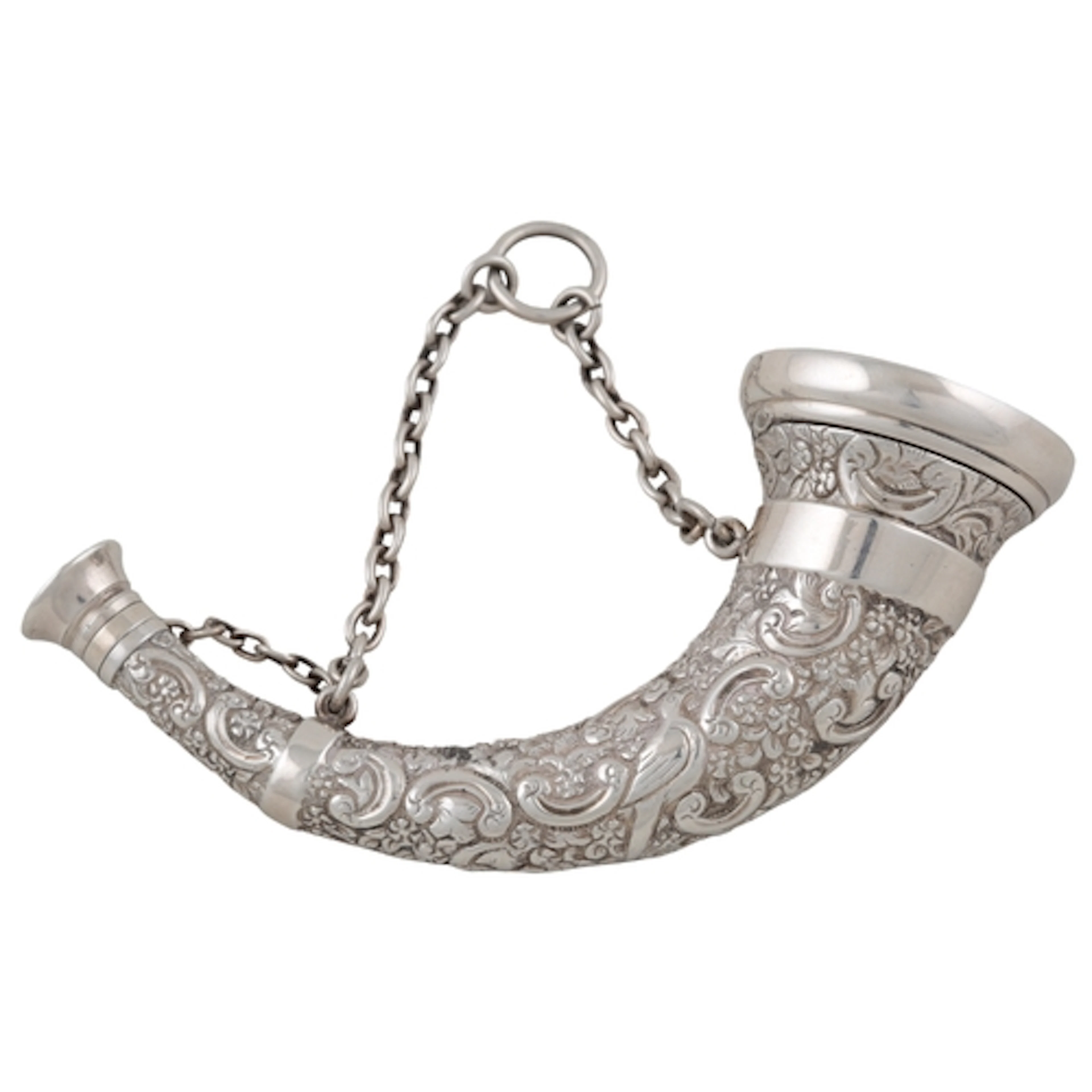 A Victorian novelty silver horn shaped vinaigrette, by Samps...