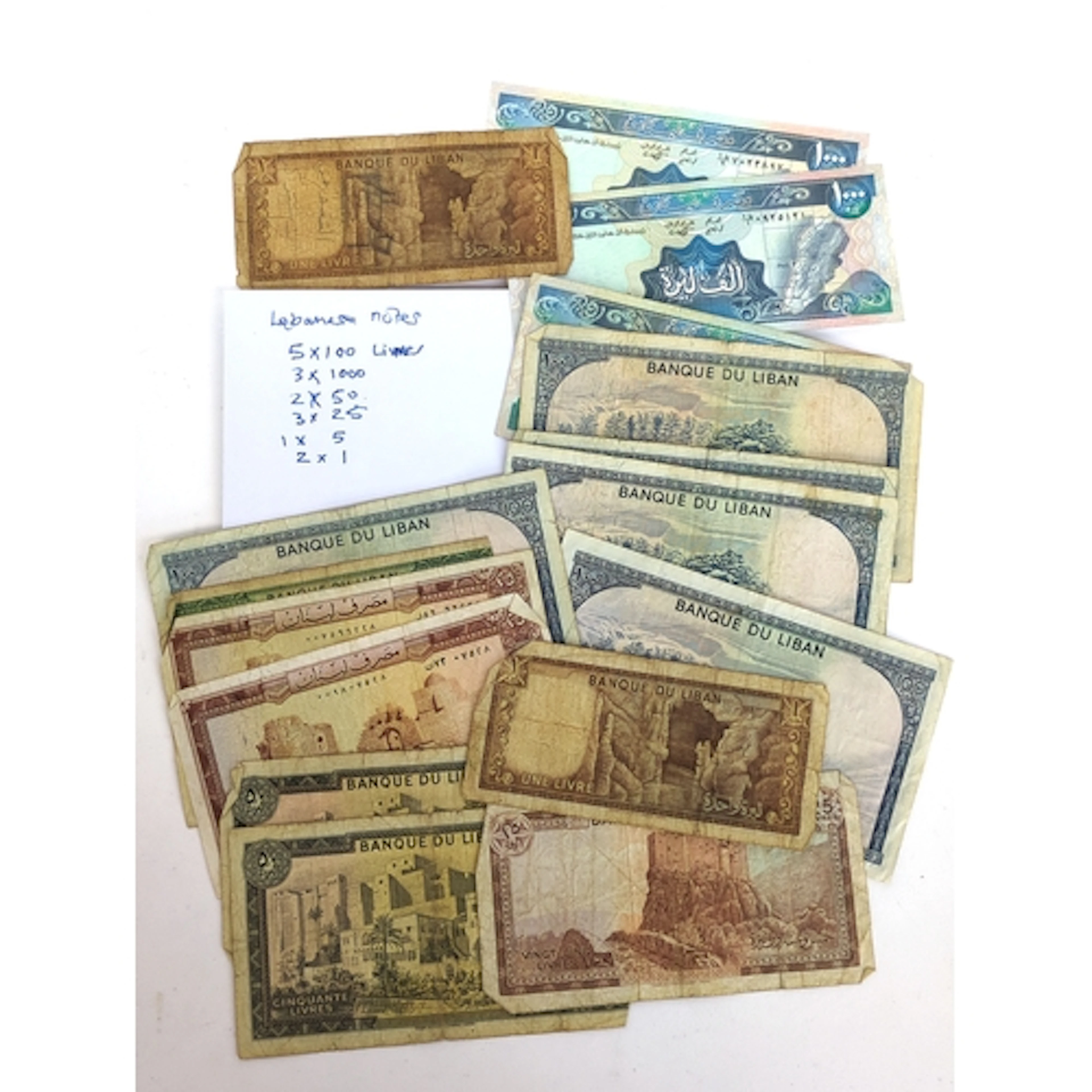 A quantity of Lebanese bank notes