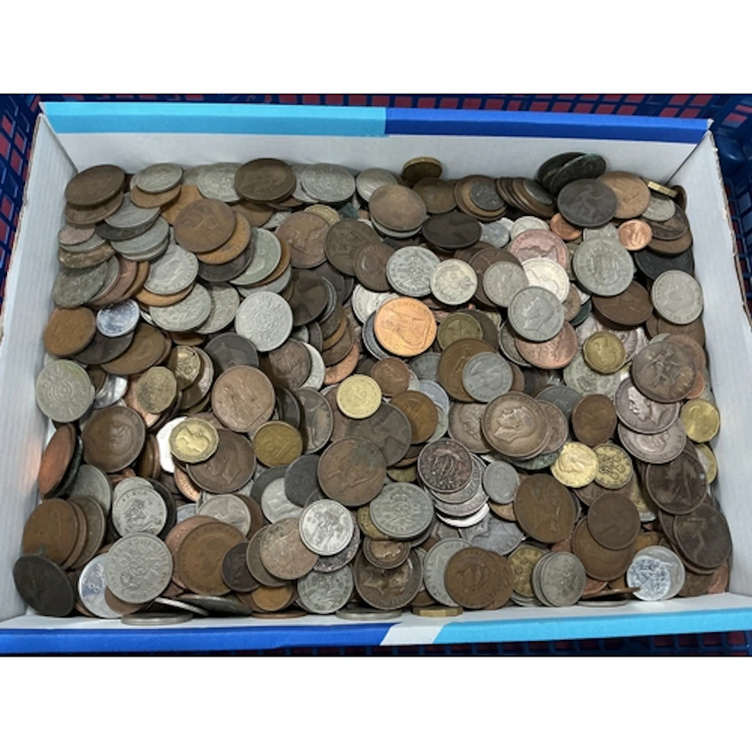 Large Collection Of World Coinage, includes GB, Spain, USA, ...