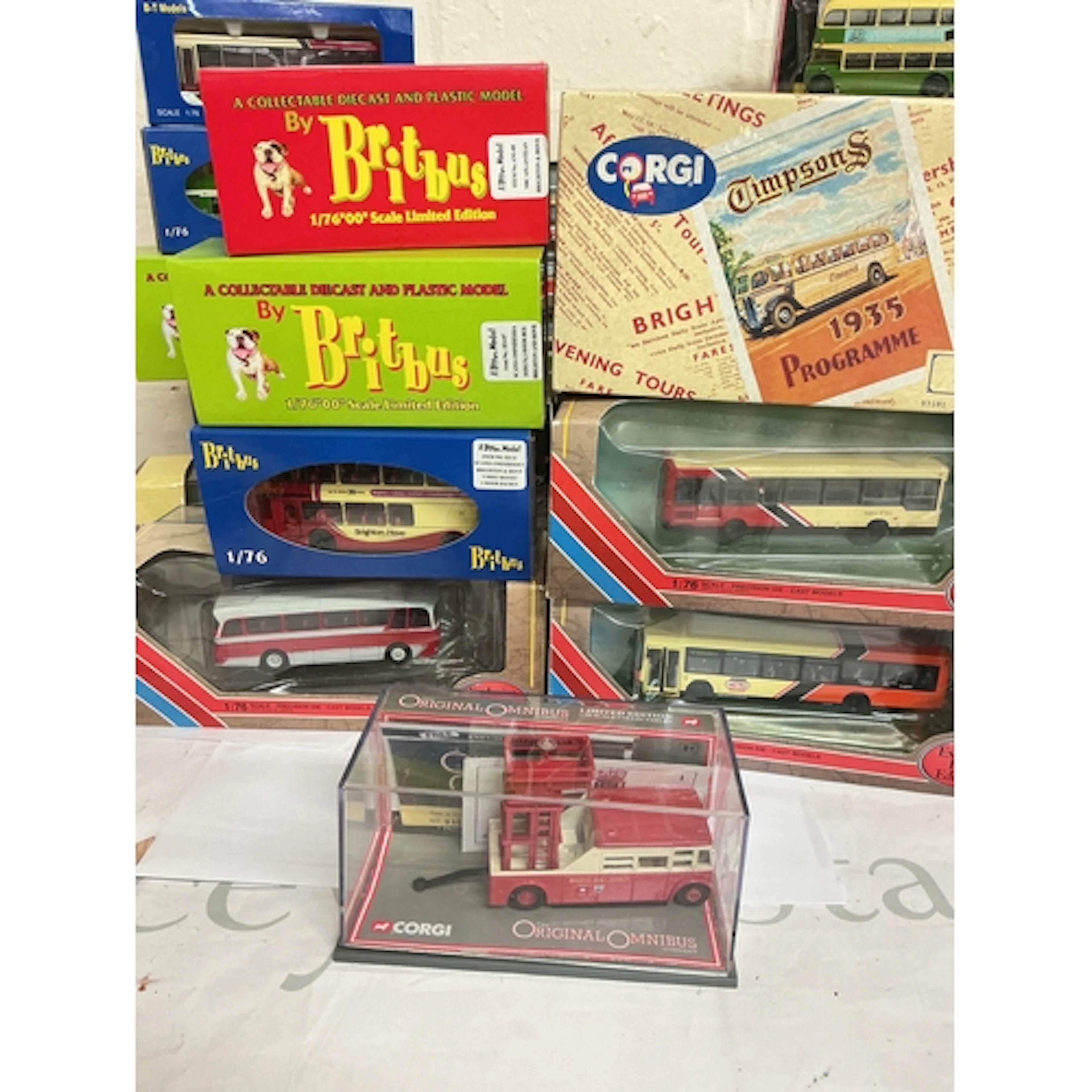 A Collection Of Boxed Diecast Buses Including Britbus, Corgi...