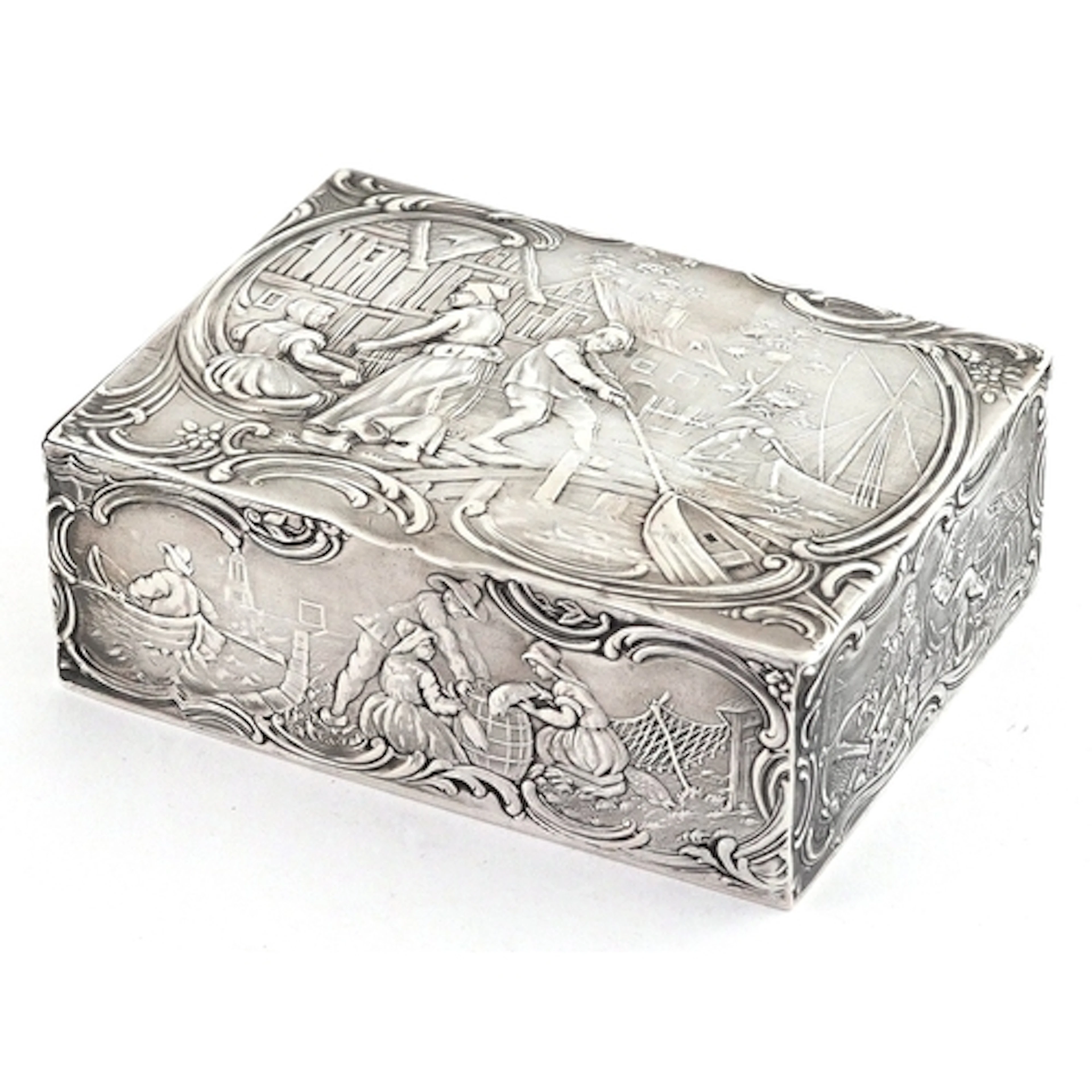 B Muller & Son, 19th century continental silver box having r...