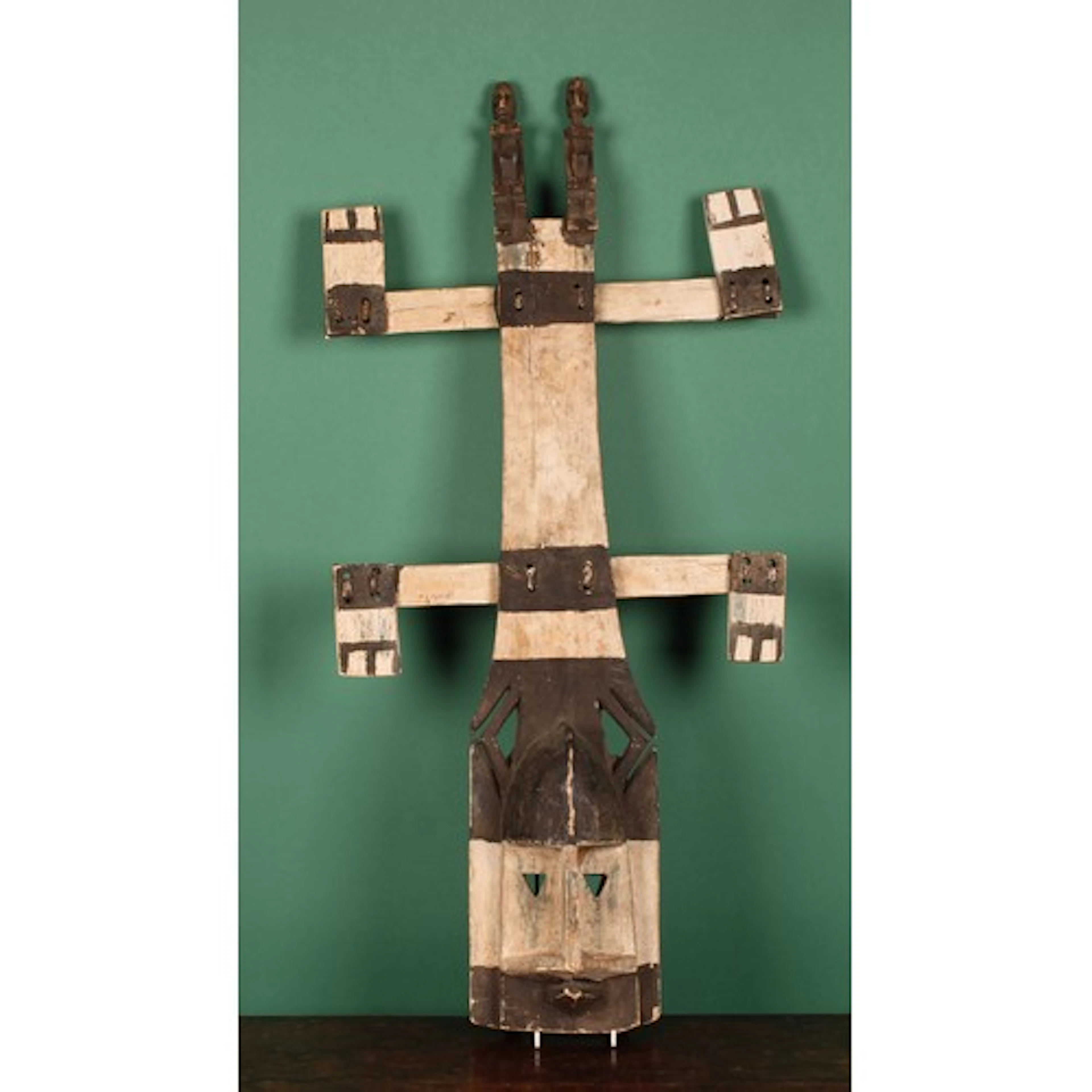 Tribal Art - a Dogon Kanaga mask, typical two-tiered superst...
