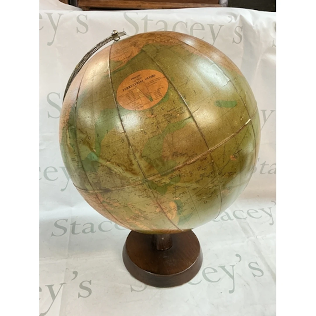 Phillips terrestrial globe circa 1960, 50cm tall