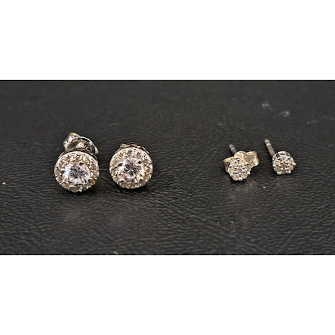 SMALL PAIR OF DIAMOND CLUSTER STID EARRINGS together with a ...