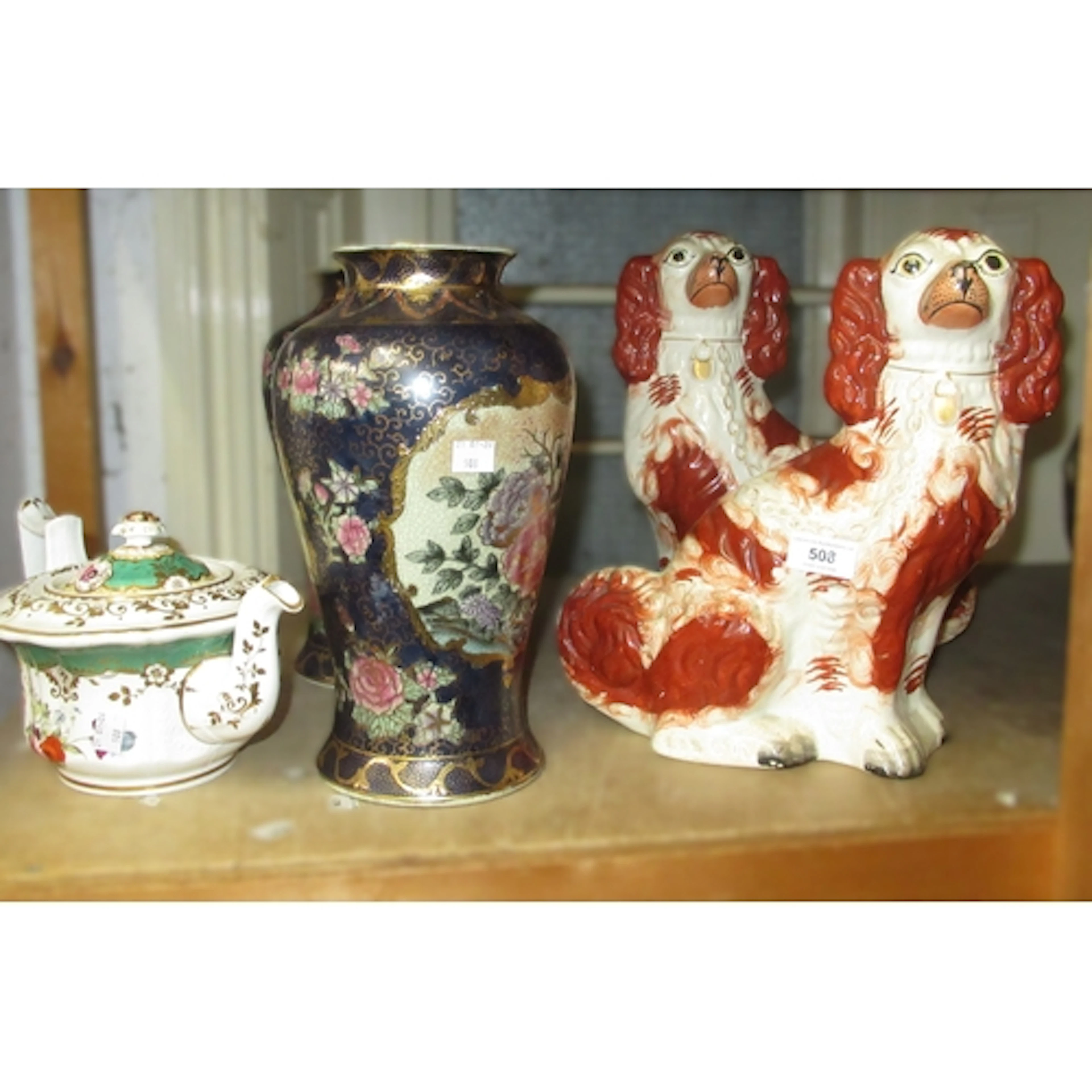 Pair of large reproduction pottery Staffordshire figures of ...