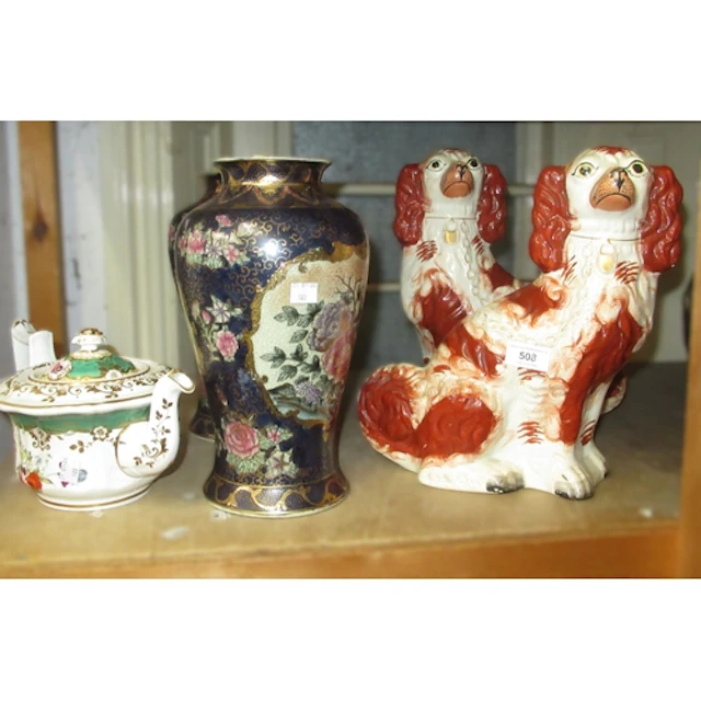 Pair of large reproduction pottery Staffordshire figures of ...