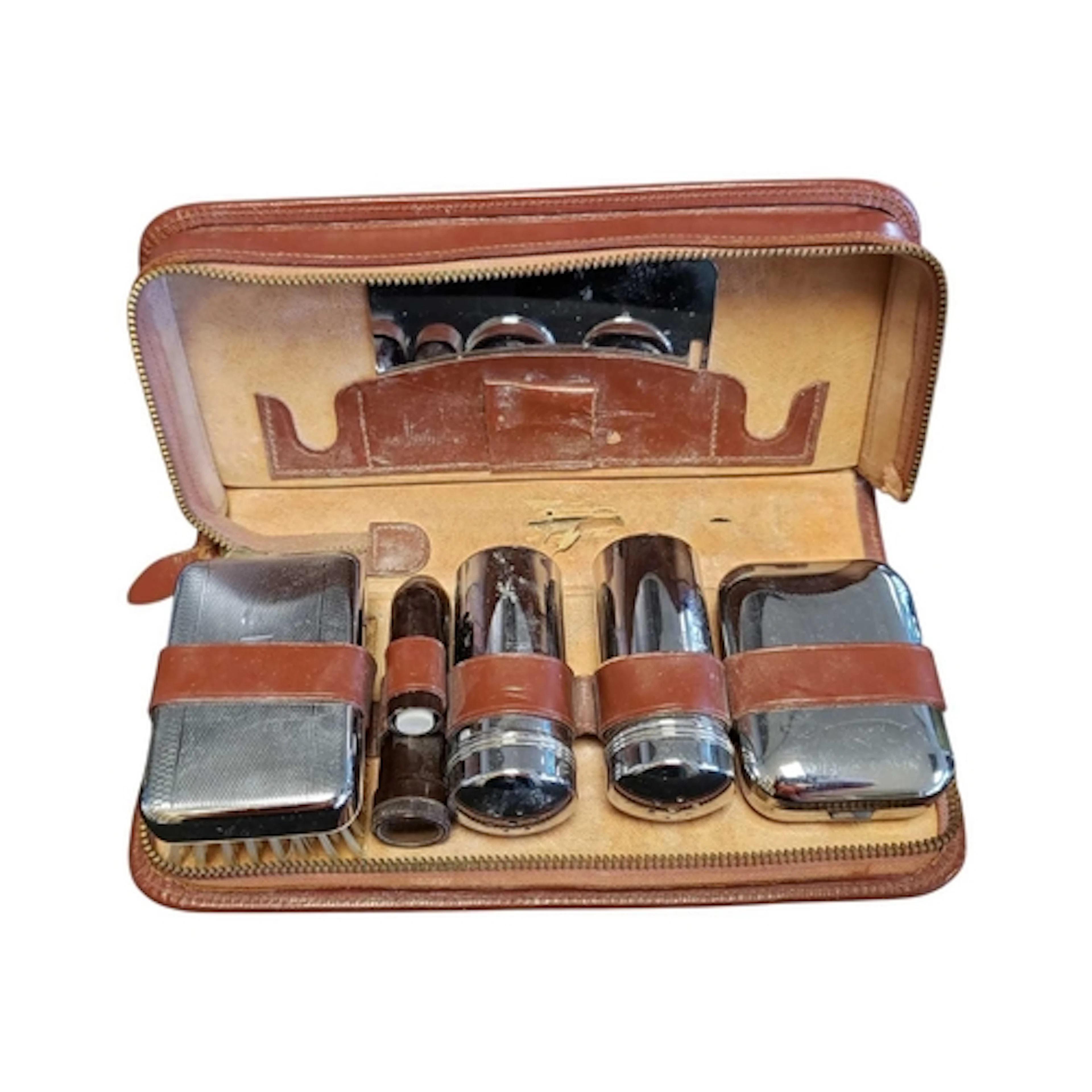 Vintage mid century gentleman's travel grooming and toiletri...