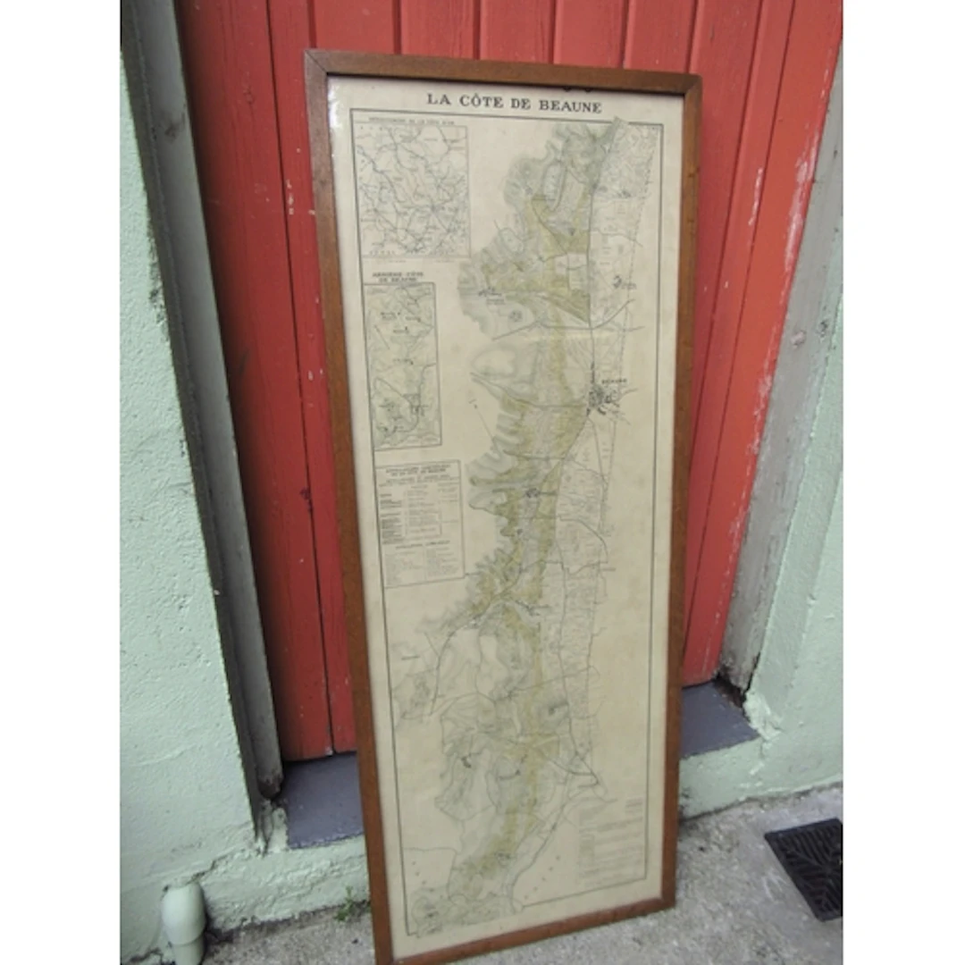Large Antique Map Burgundy Wine Regions Contained Within Ori...