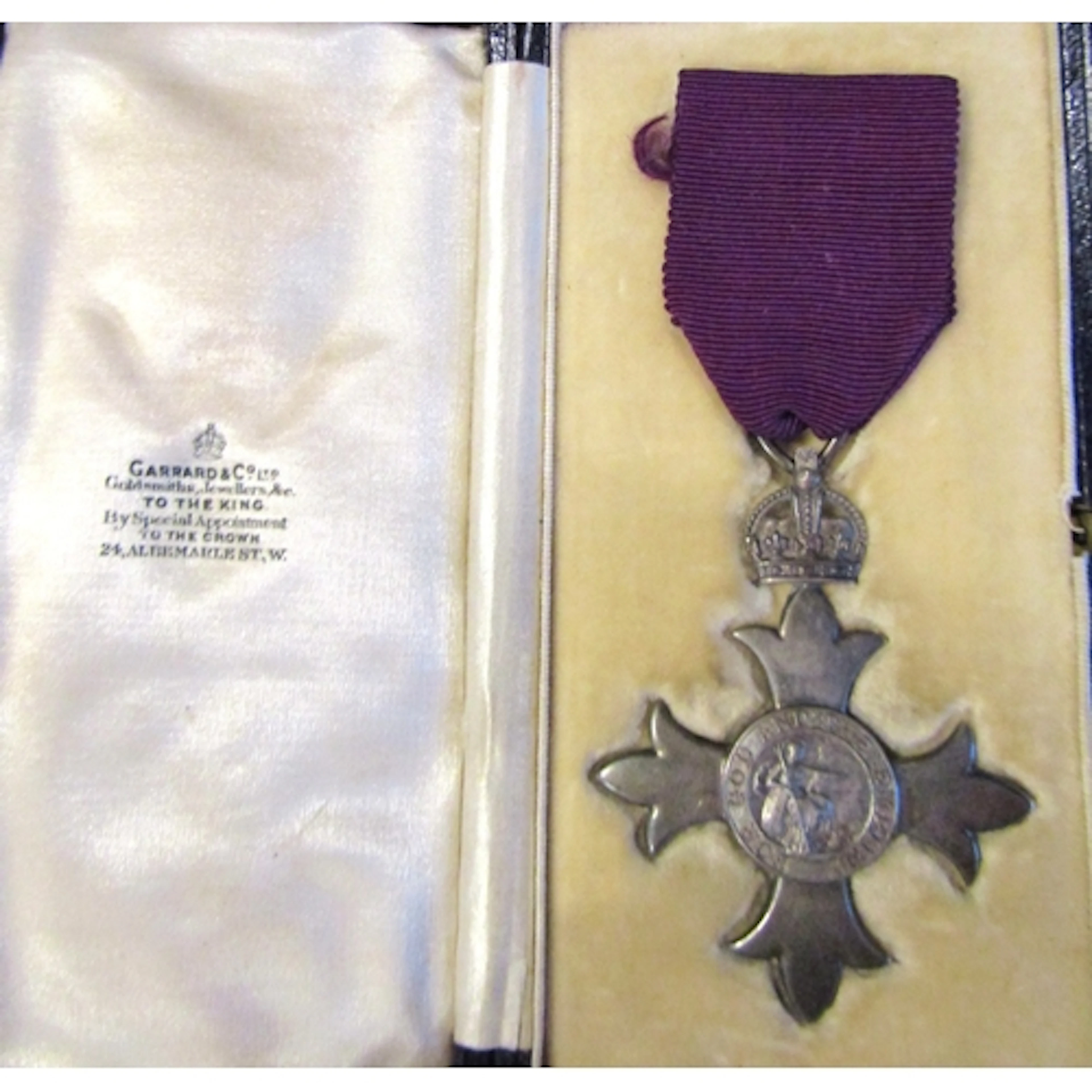 Garrard and Co Silver MBE Presentation Medal Contained Withi...
