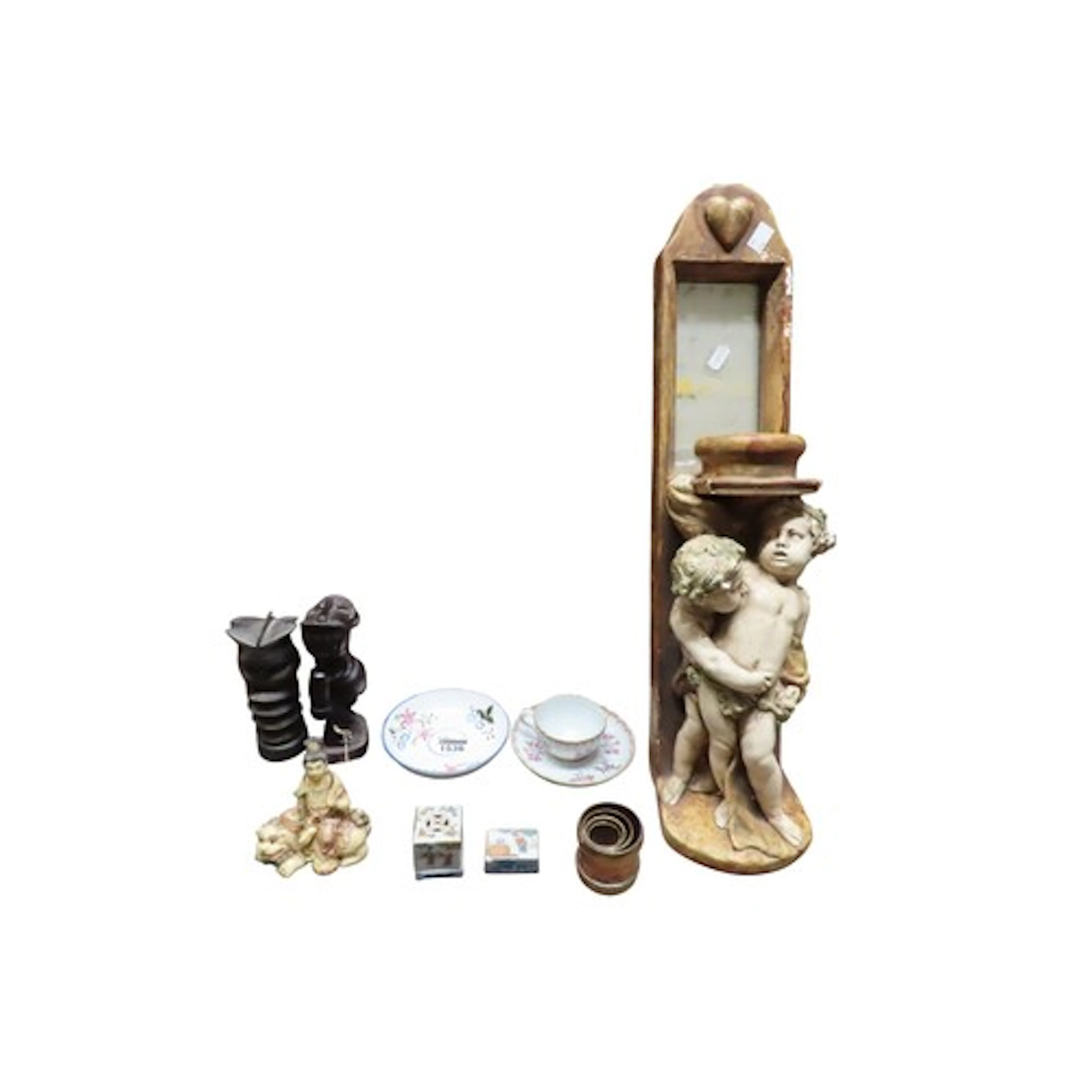 Miscellaneous effects including plaster wall mirror with che...