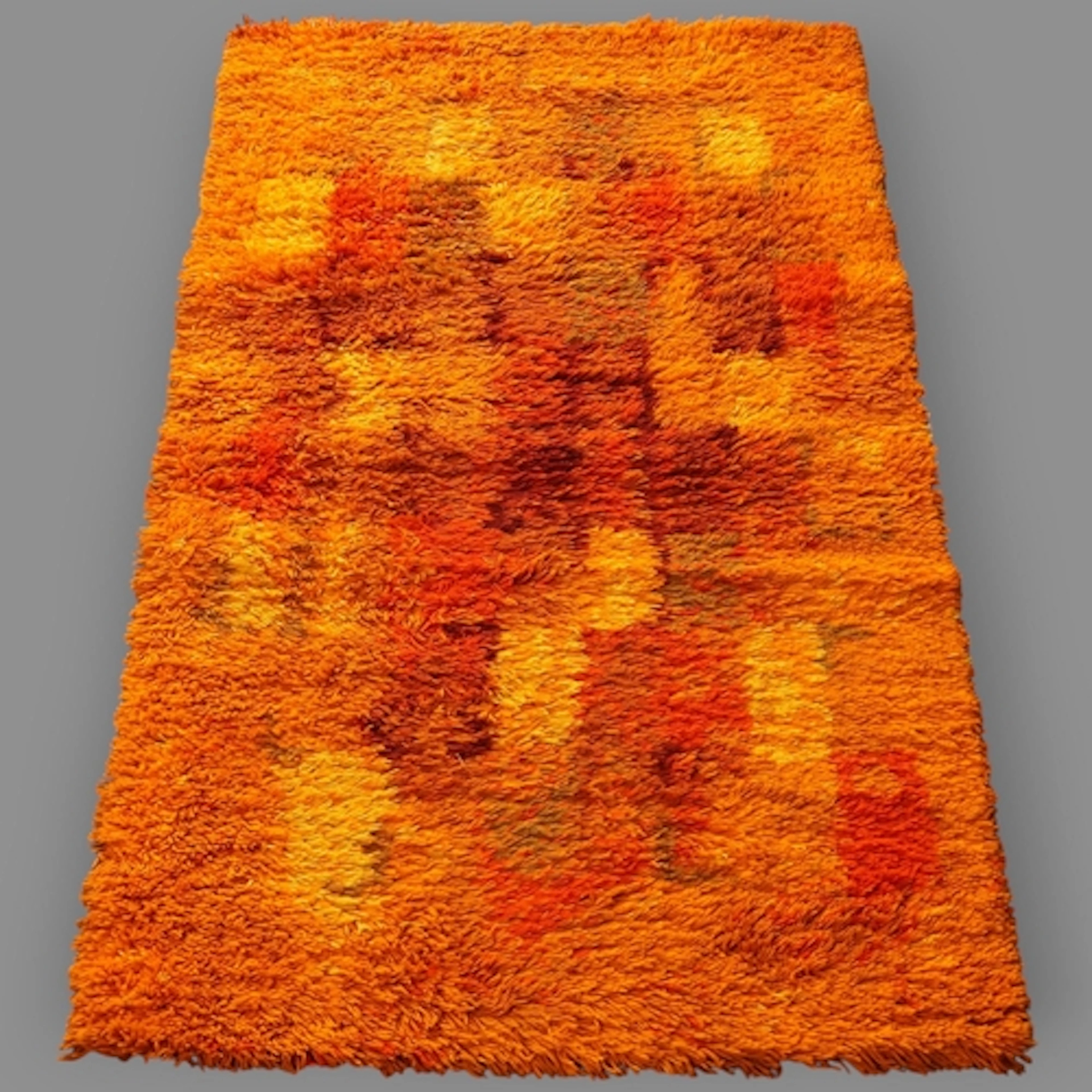 A modern orange-ground tufted rug, of a mid-century Scandina...