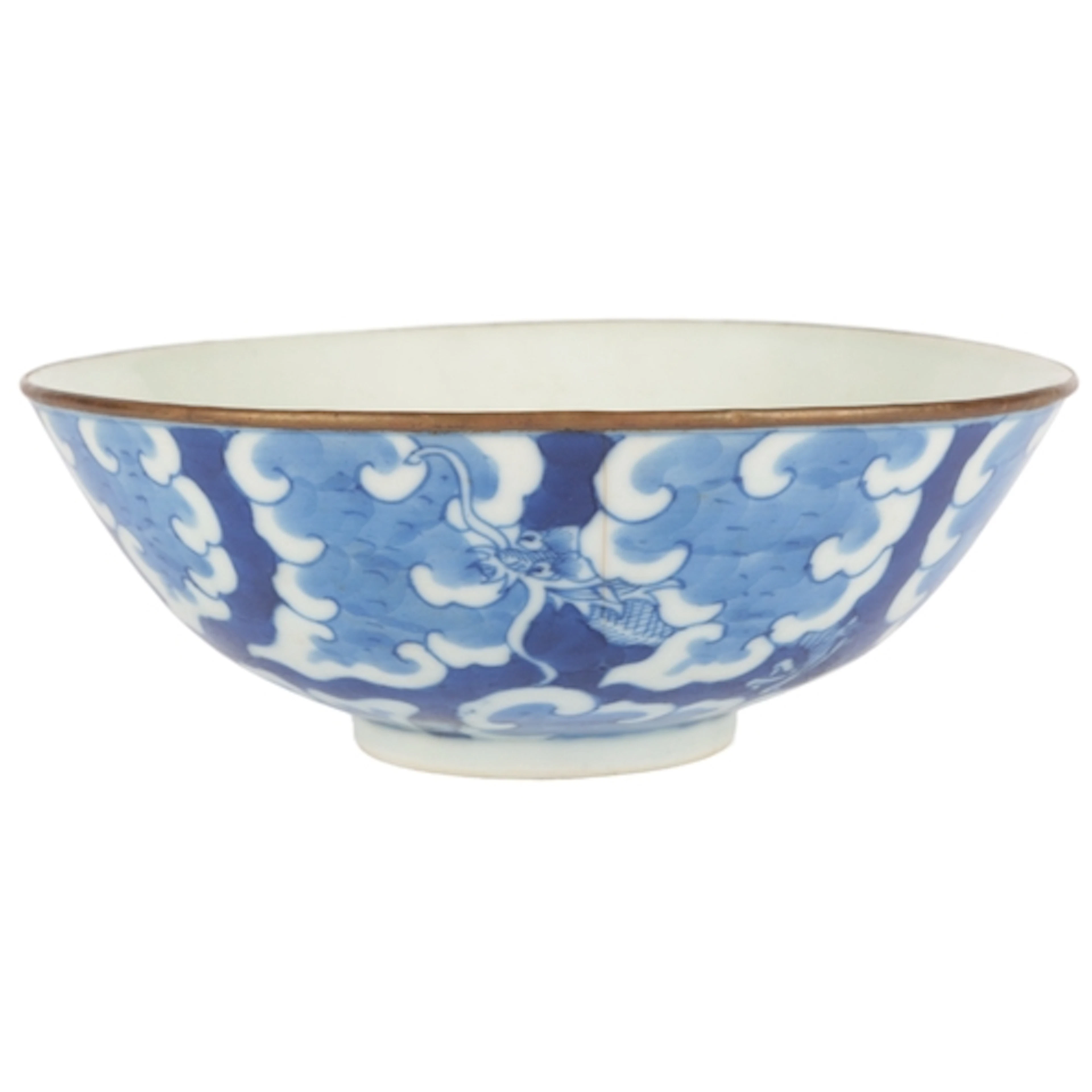 A Chinese bleu de Huê 'dragon hidden in clouds' bowl, late 1...