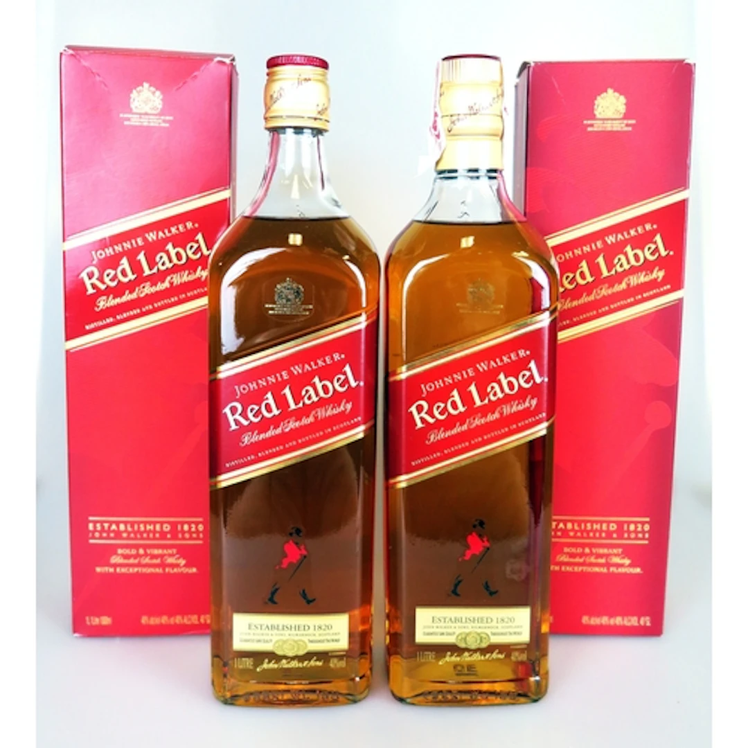 Two bottles of Johnnie Walker Red Label Blended Scotch Whisk...