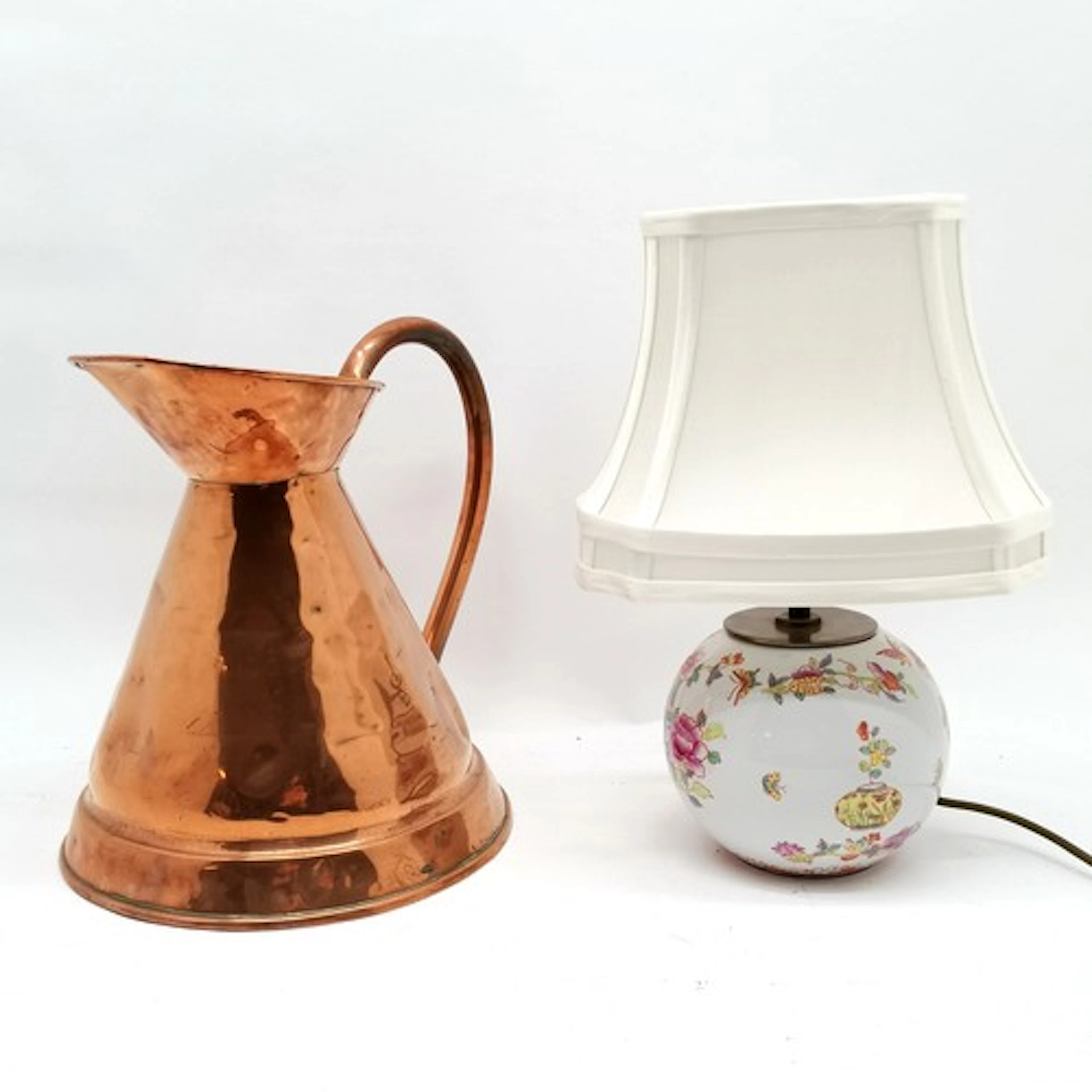 Oriental themed china lamp with shade (38cm total height) t/...