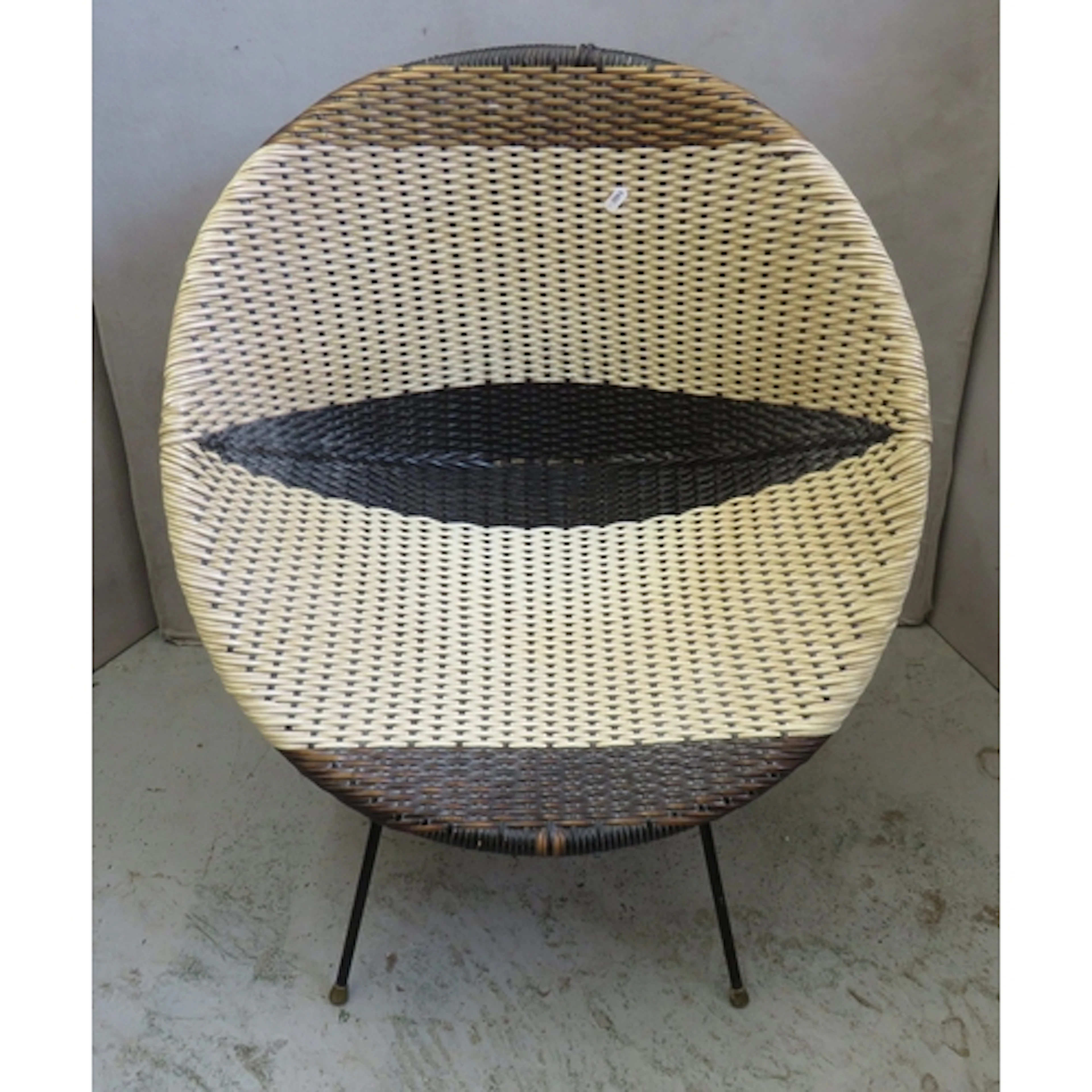 Vintage Mid Century Woven Black & Cream Vinyl Sputnik Satell...