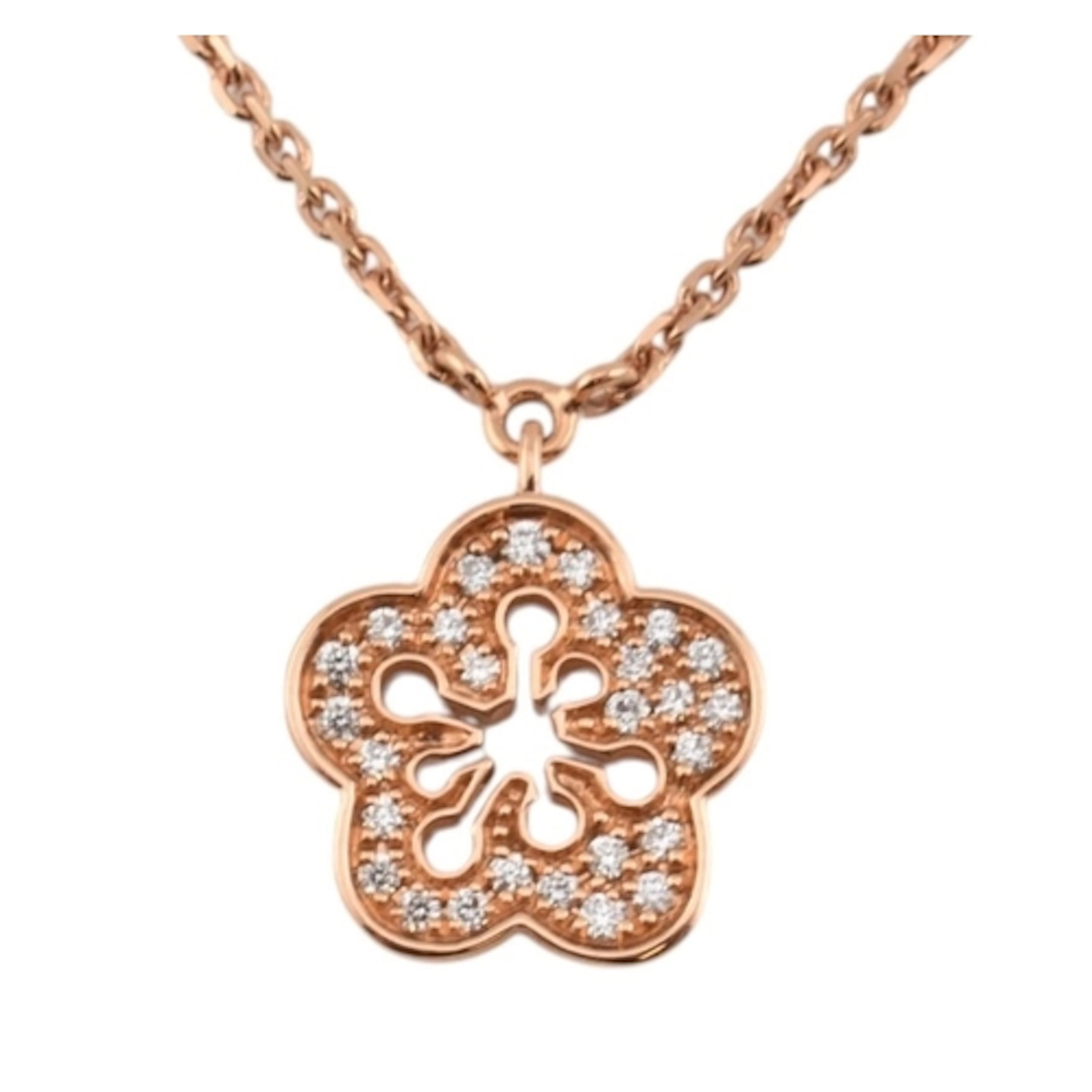 Boodles Blossom rose gold and diamond pendant necklace. The ...