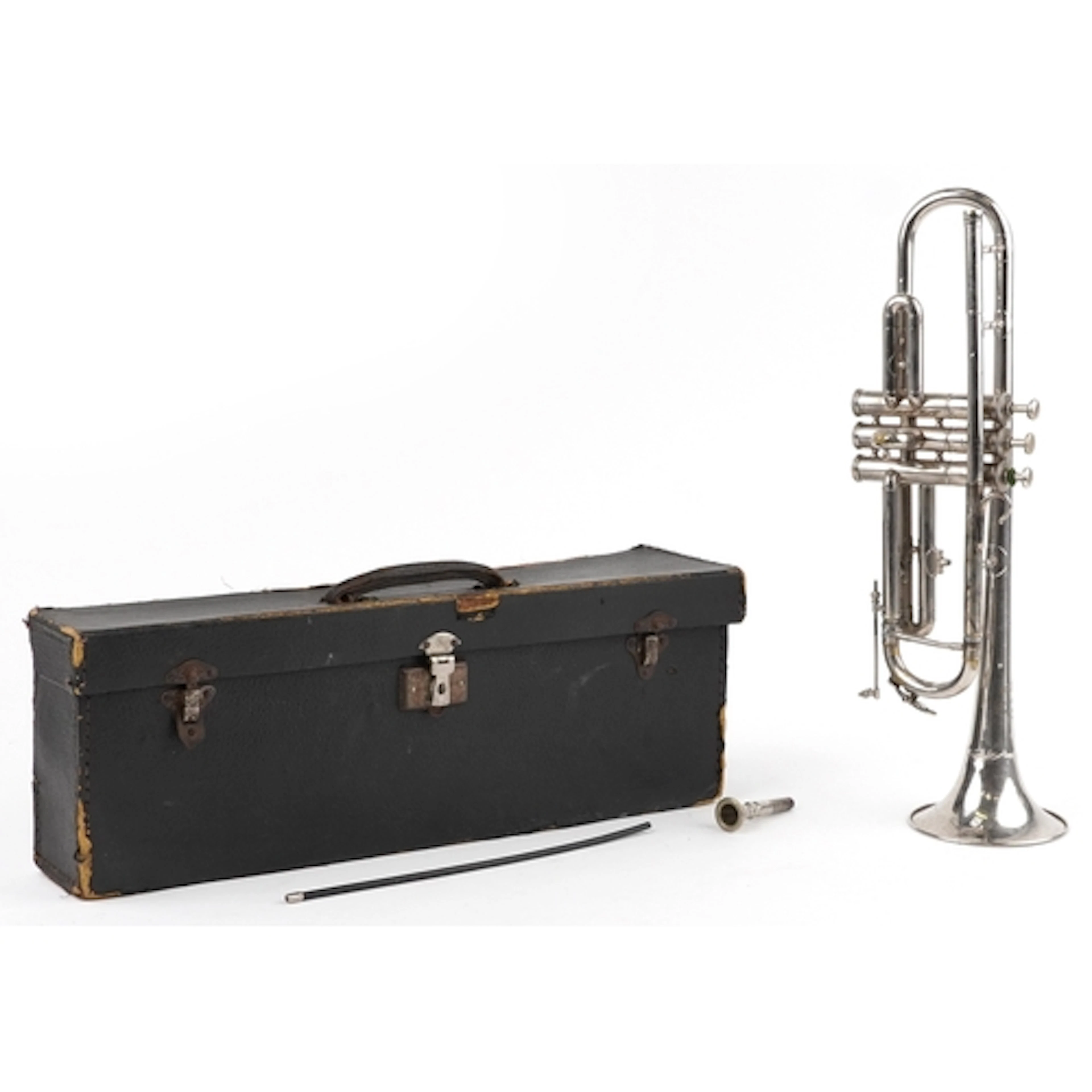 A vintage silver plated Windsor trumpet, 51cm in length, wit...