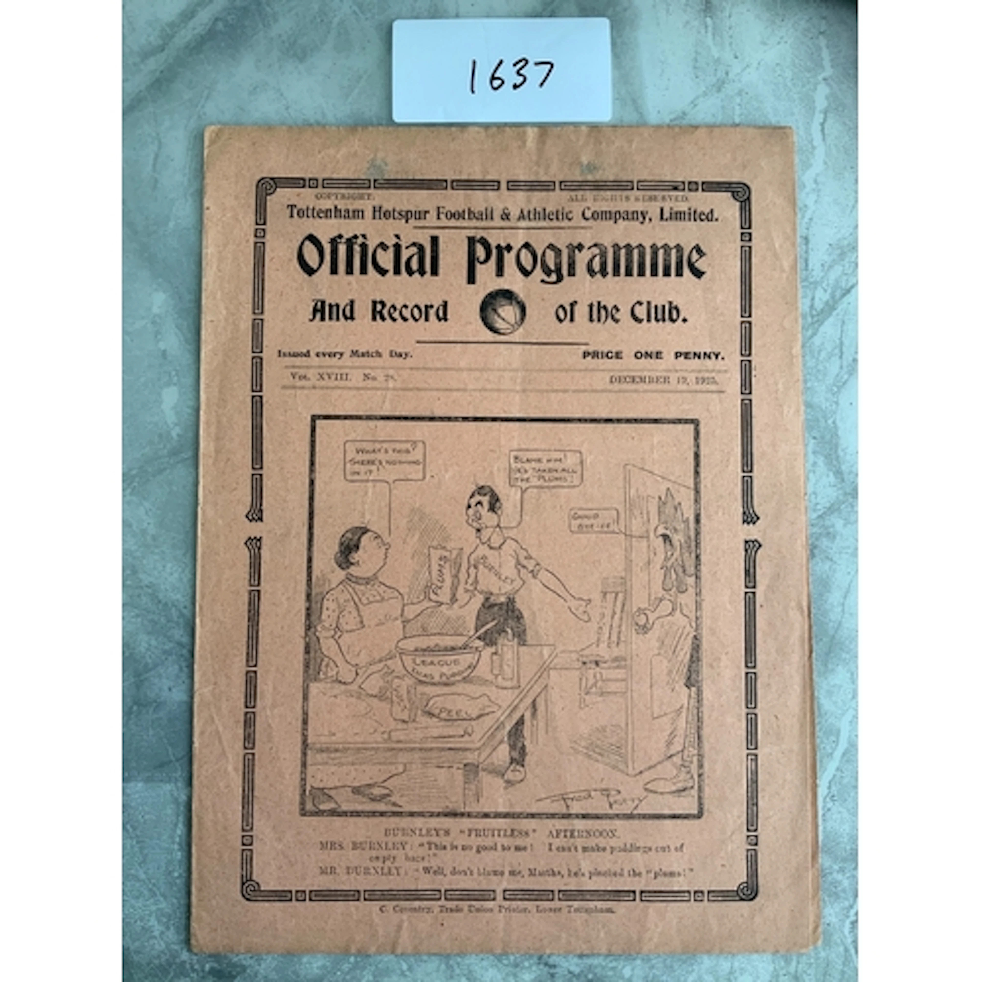 1925 - 1926 Tottenham v Leeds United Football Programme: Exc...